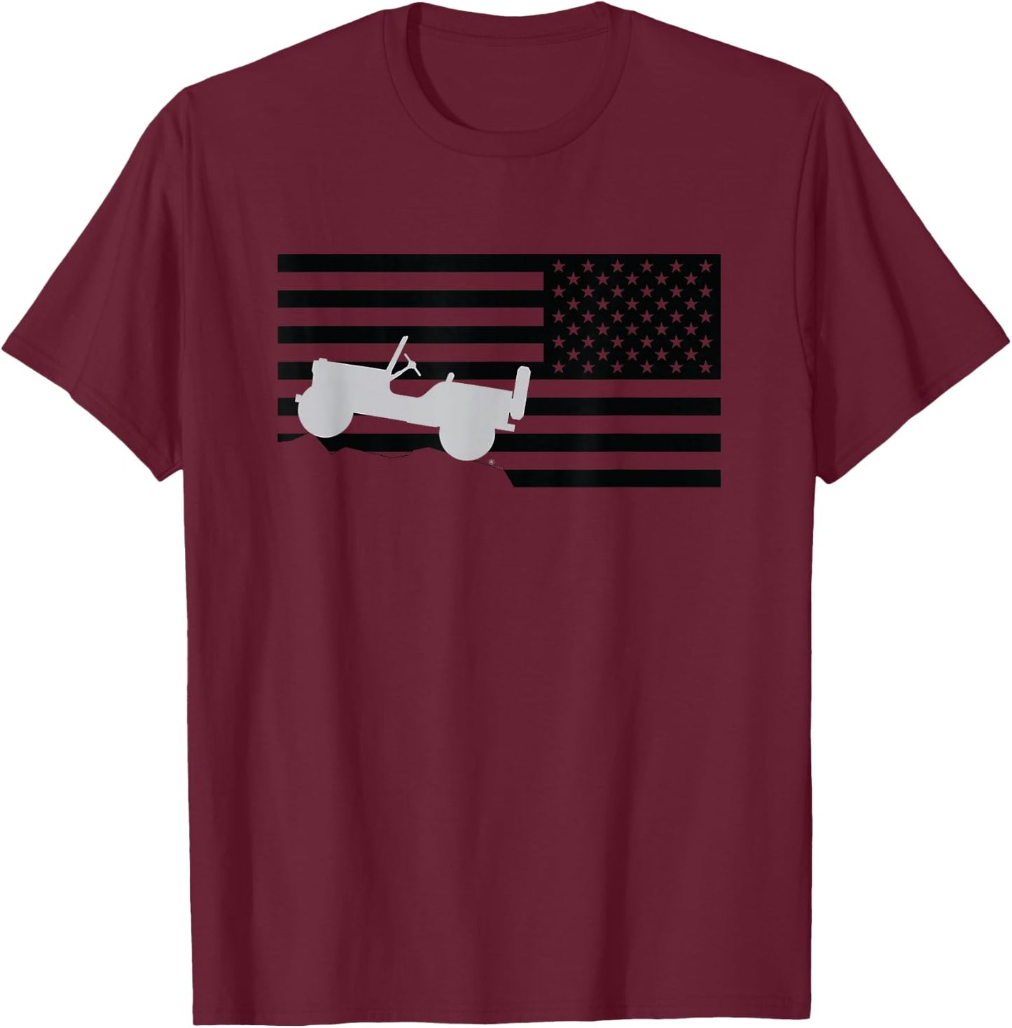 Jeep Flag Black T-Shirt - T-Shirt | Maroon