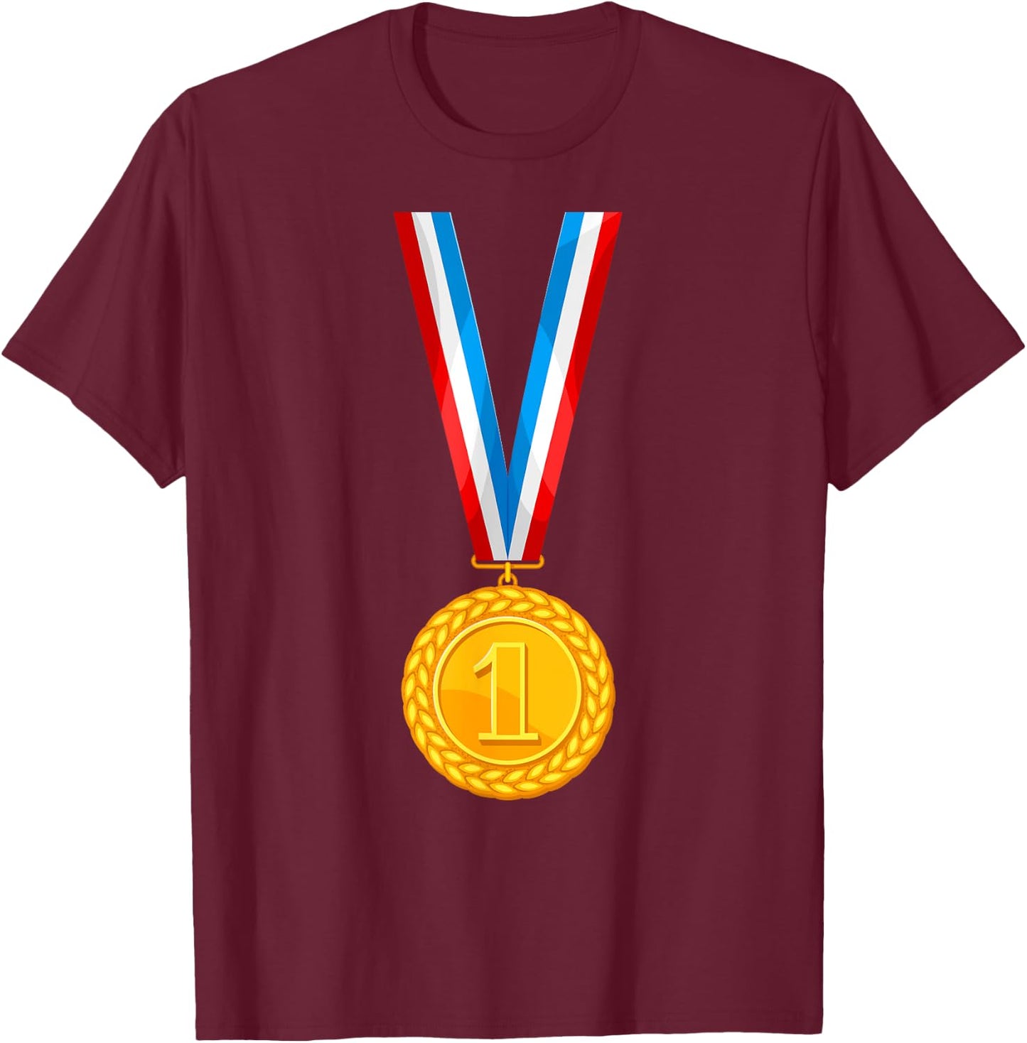 First Place Medal For Winners and Champions T-Shirt - T-Shirt | Maroon