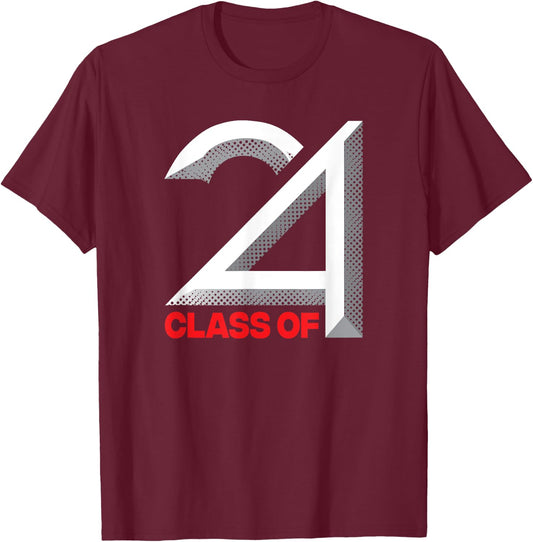 Class Of 2024 Shirt Graduation Senior High School College T-Shirt - T-Shirt | Maroon