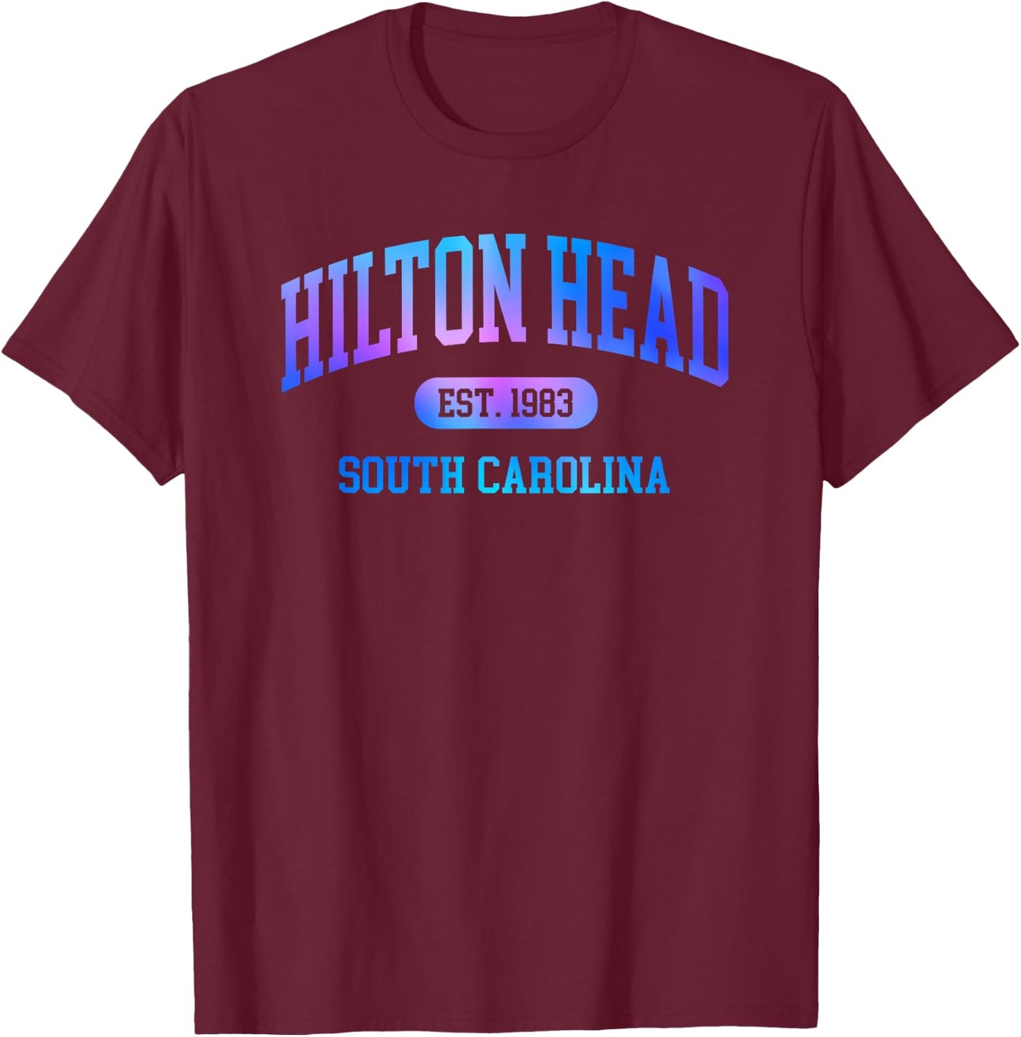 Hilton Head South Carolina Colorful Retro Throwback Girls T-Shirt - T-Shirt | Maroon
