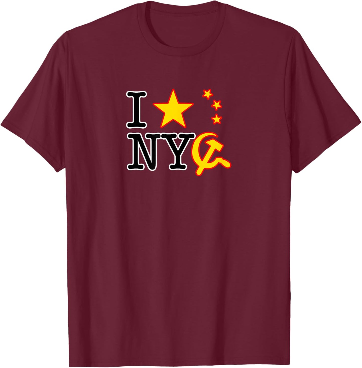 I Heart NYC - Love Socialist Hammer & Sickle Star Design T-Shirt - T-Shirt | Maroon