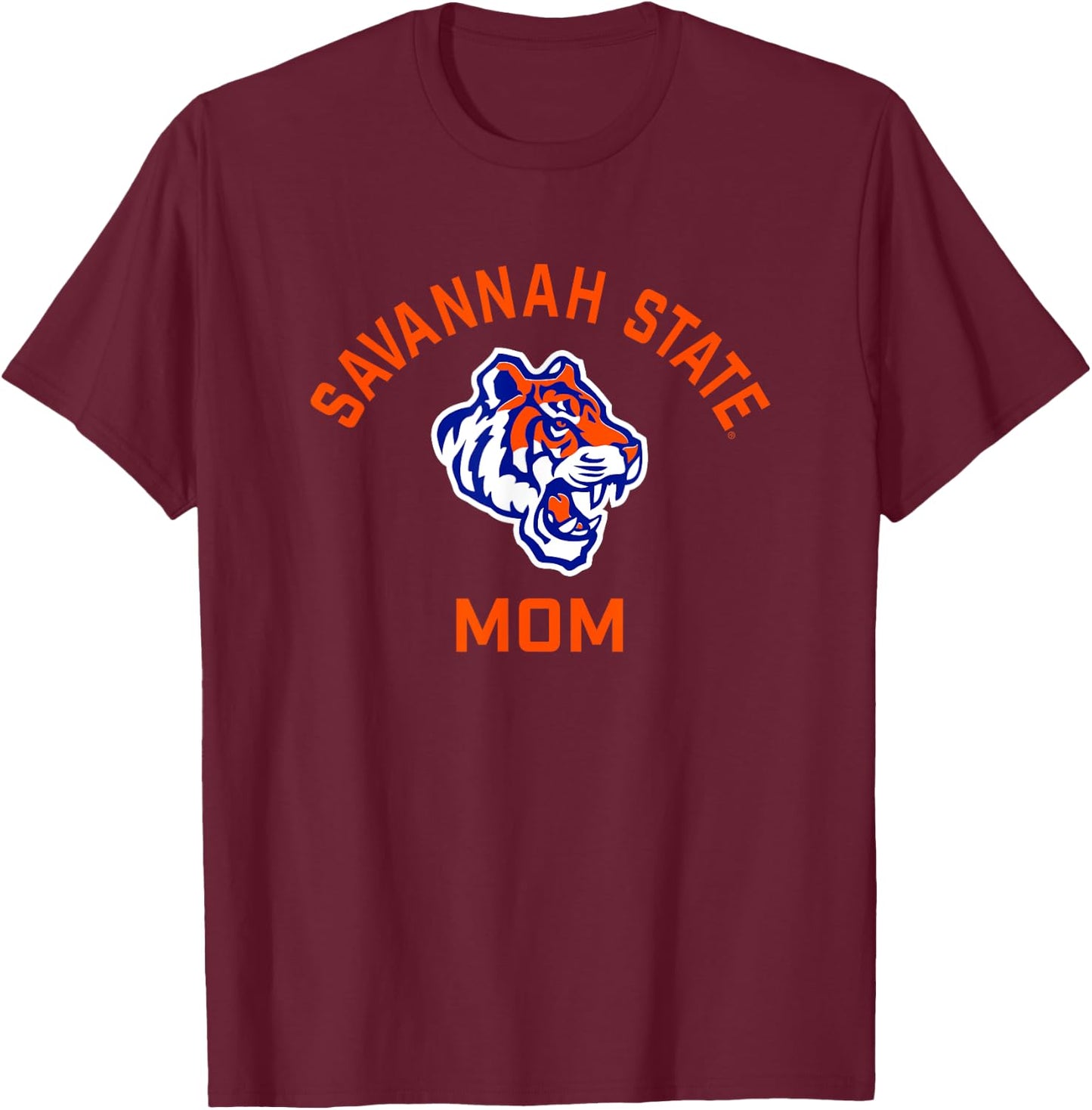 Savannah State University SSU Tigers Arched Mom T-Shirt - T-Shirt | Maroon