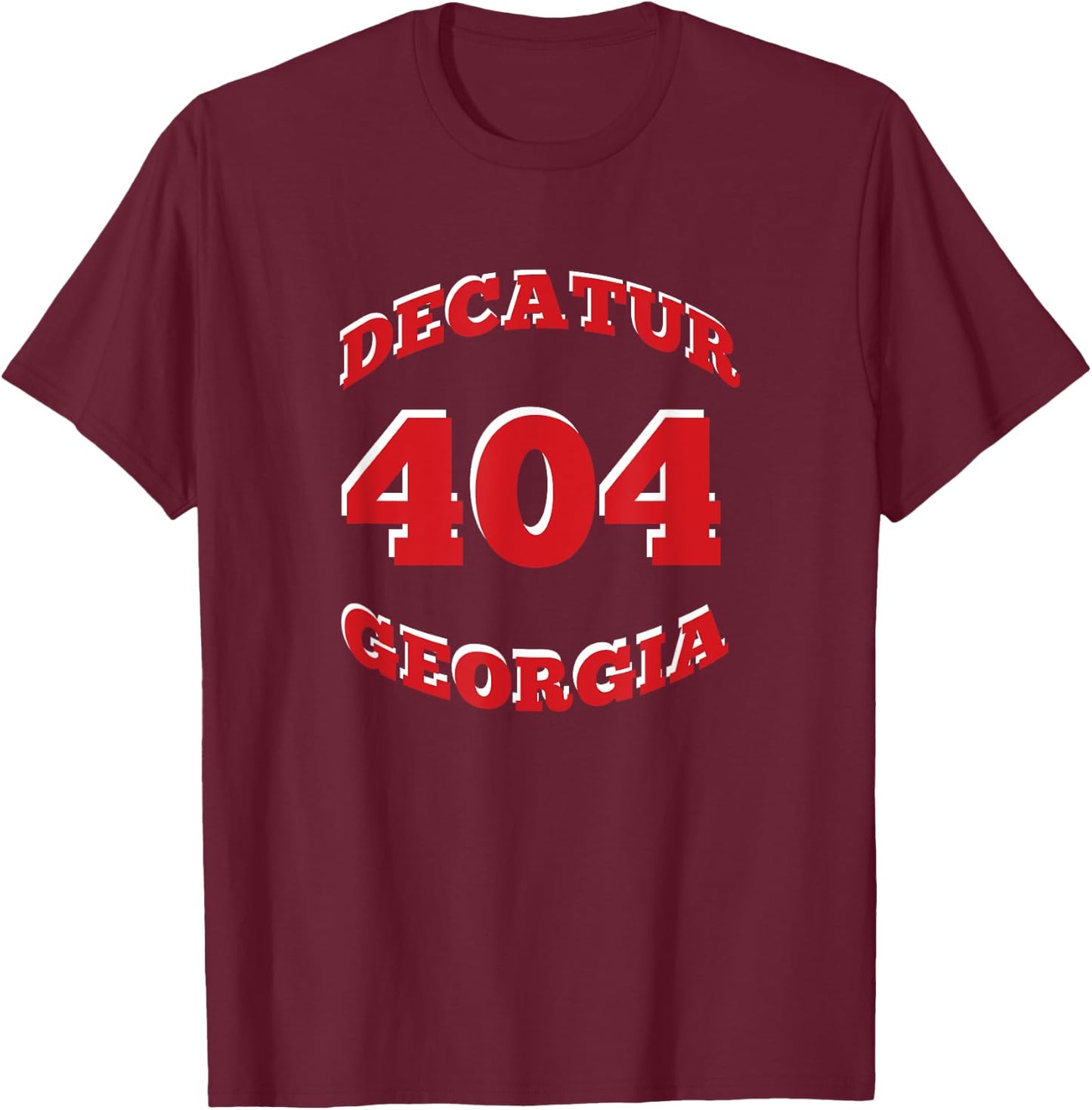 404 Decatur (Atlanta) Georgia Red and White T-Shirt - T-Shirt | Maroon