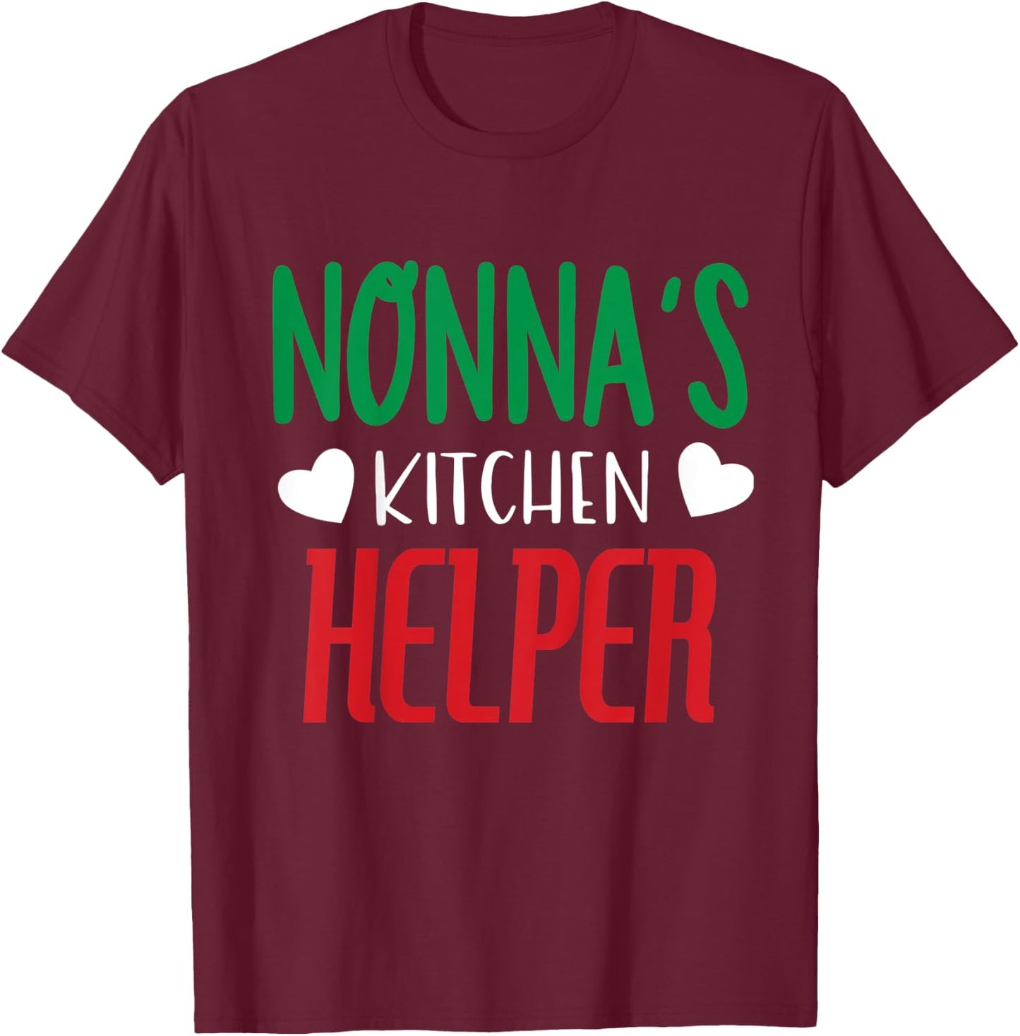 Kids Italian Granddaughter Kitchen Helper Pasta Sunday Nonna Cook T-Shirt - T-Shirt | Maroon