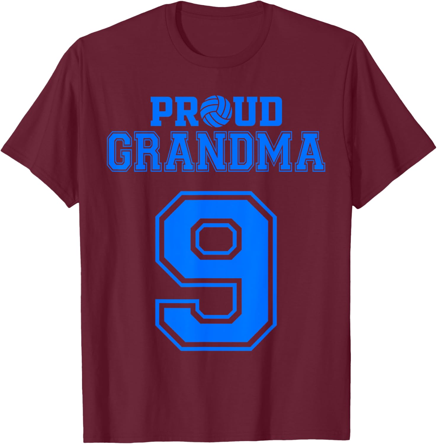 Proud Volleyball Grandma Number 9 B T-Shirt - T-Shirt | Maroon