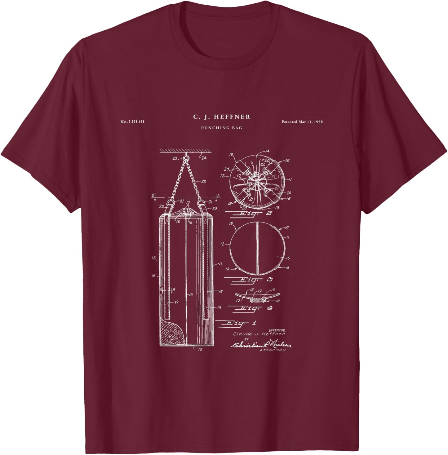 Punching Bag Patent - Boxing T-Shirt - T-Shirt | Maroon