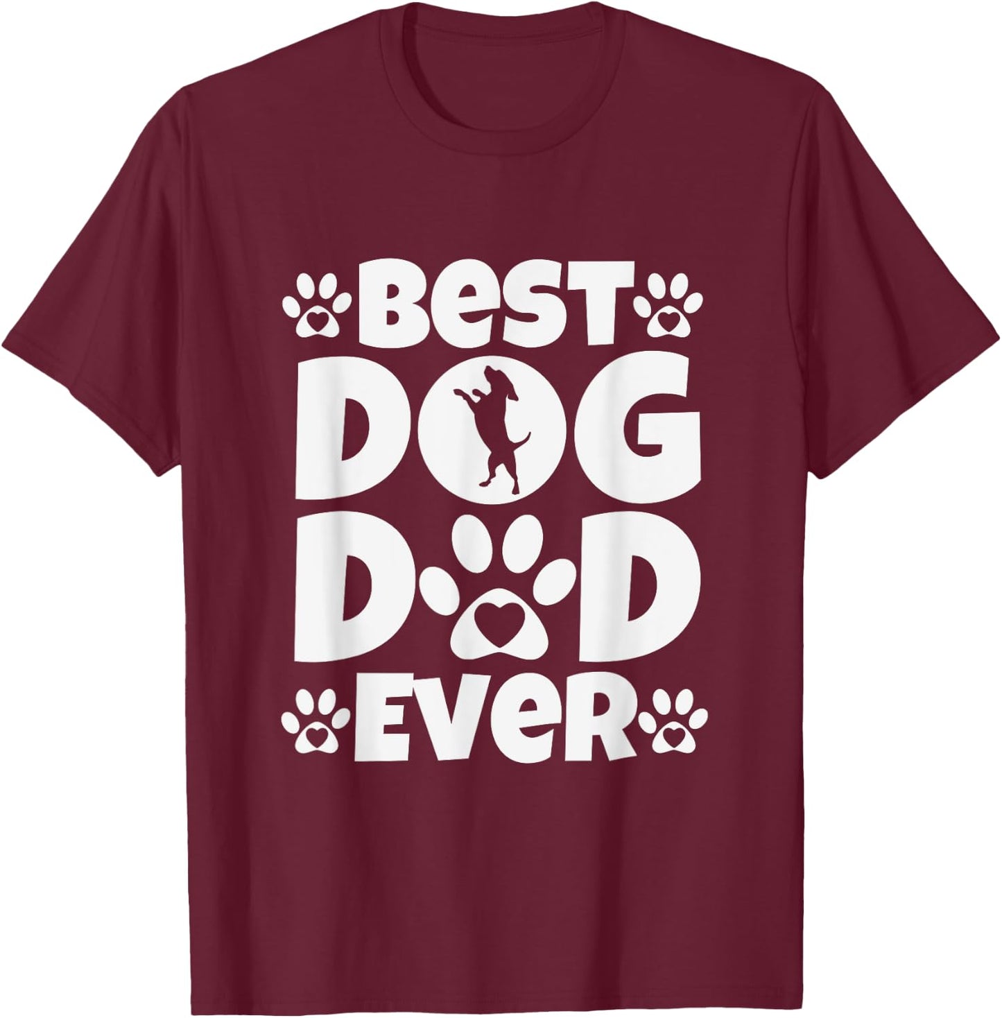 Best Dog Dad Ever - Fathers Day Present - Dog Loving Dad T-Shirt - T-Shirt | Maroon