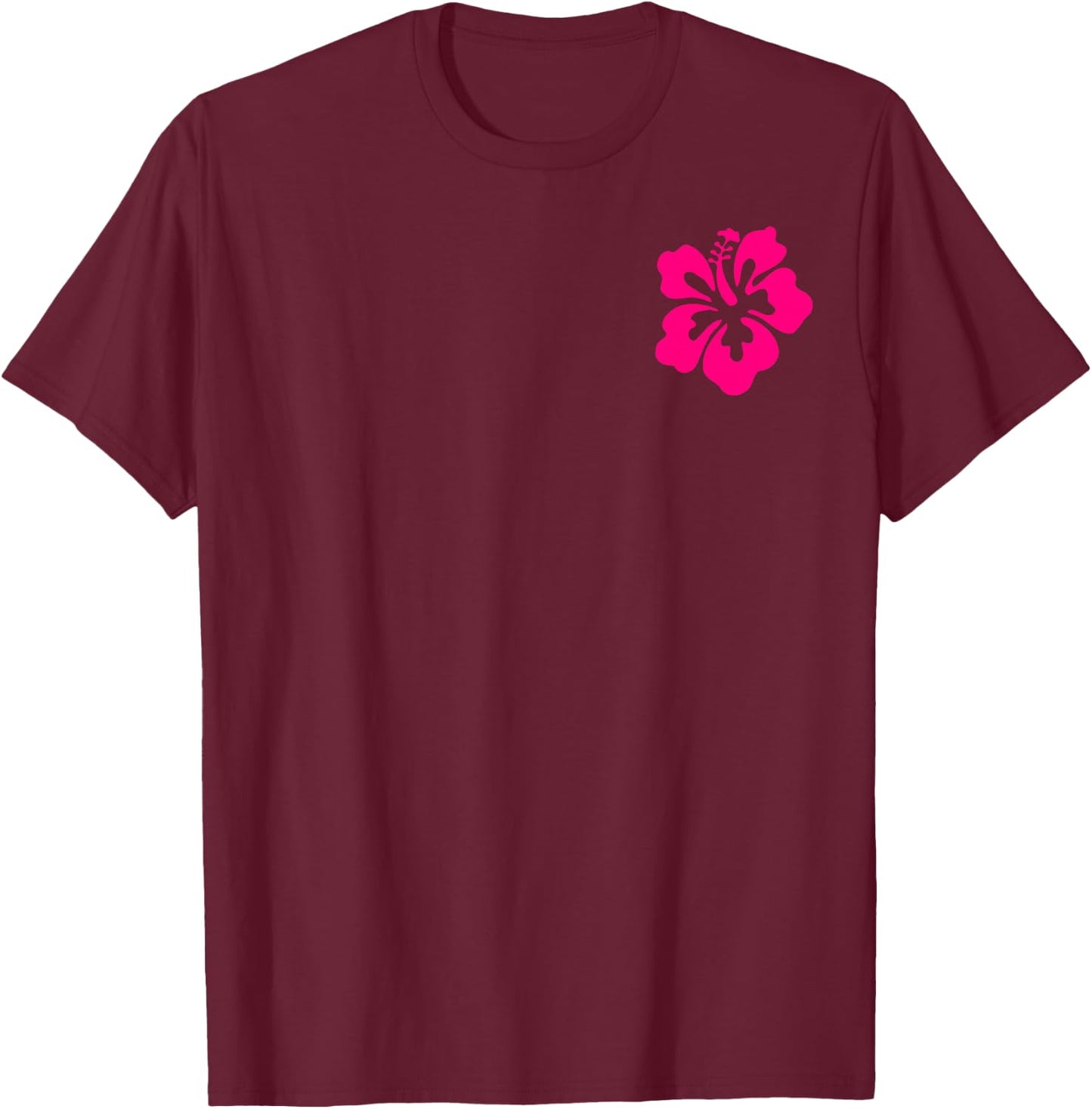 Beach Bum, FULL BACK GRAPHIC, Summer Surf Beach Hibiscus T-Shirt - T-Shirt | Maroon