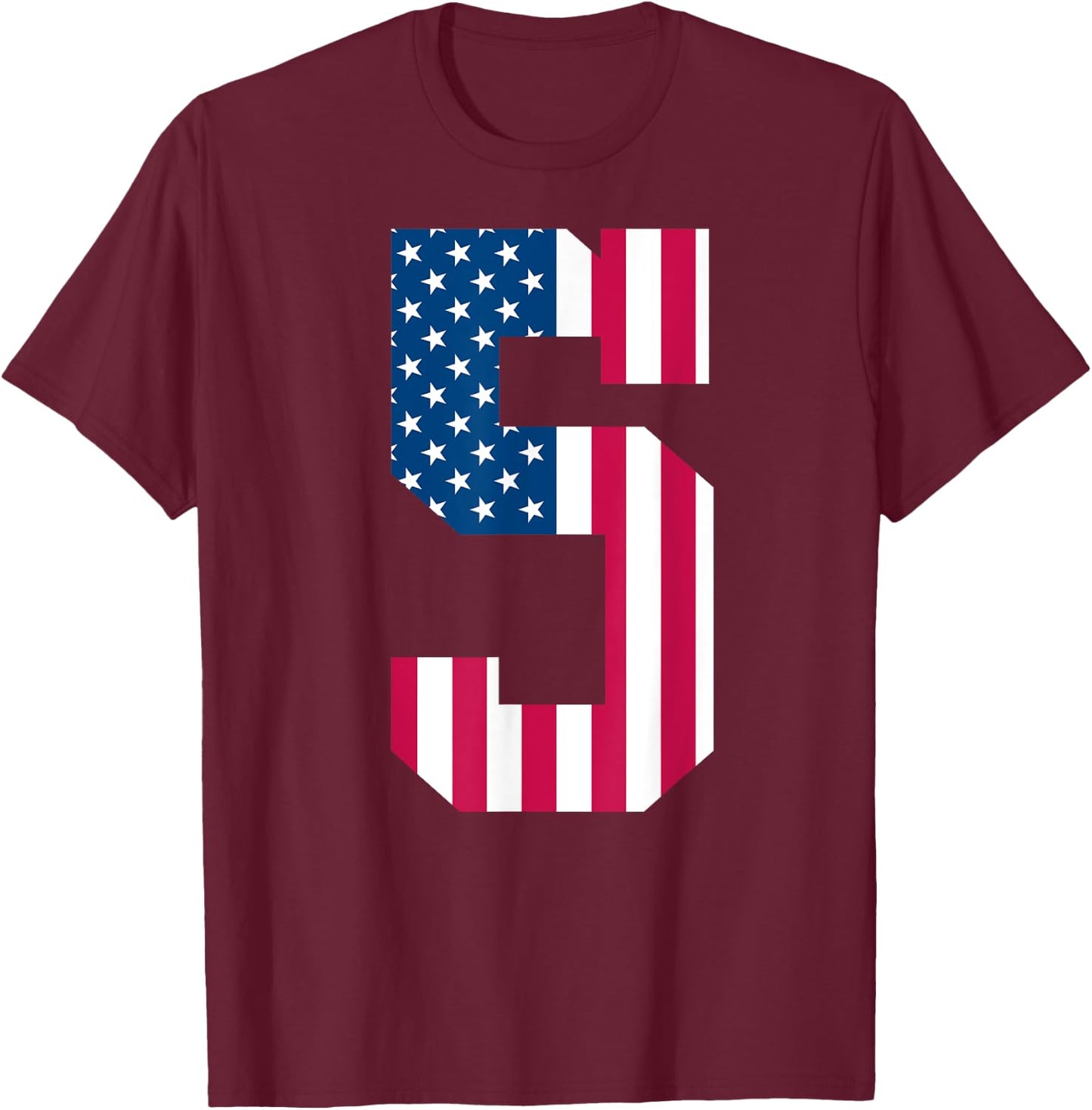 Fun 5th Birthday US American Flag 5th Of July Boy 5 Year Old T-Shirt - T-Shirt | Maroon