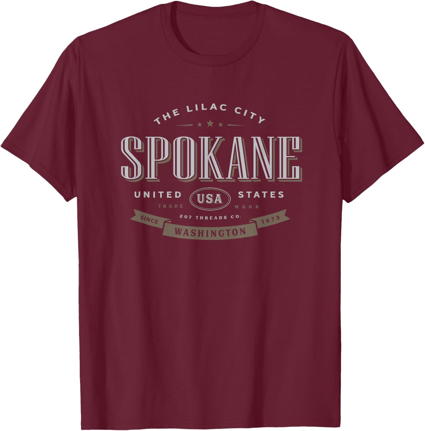 Spokane WA Washington The Lilac City Vacation Souvenir T-Shirt - T-Shirt | Maroon