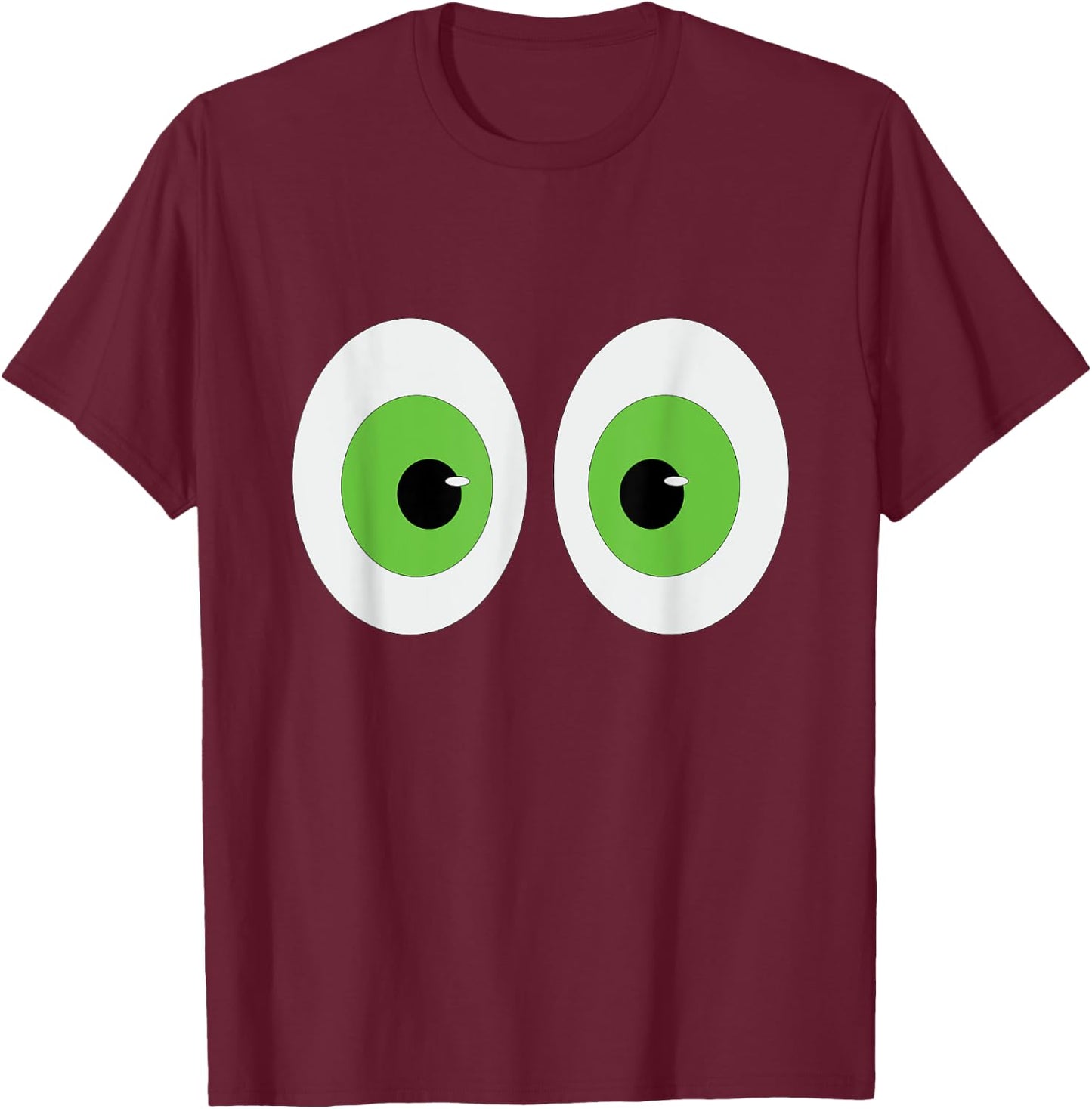 Two Big Green Eyeballs T-Shirt - T-Shirt | Maroon
