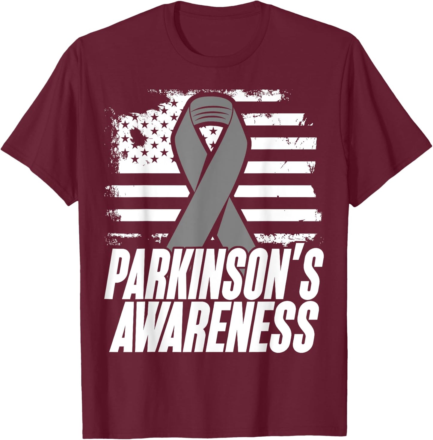 American Flag Gift Parkinson's Disease Patients Women Kids Men T-Shirt - T-Shirt | Maroon