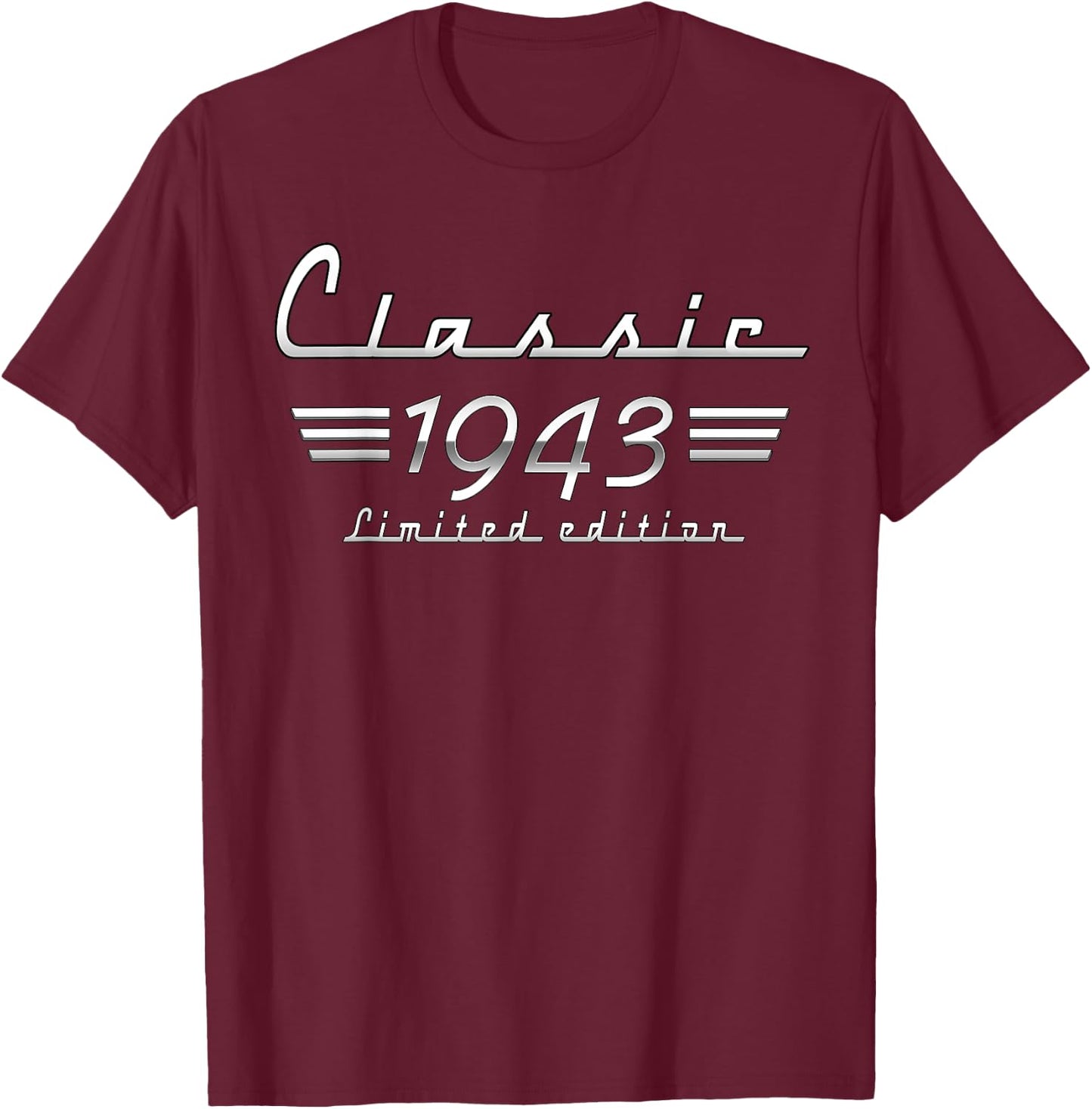 82 Year Old Gift Classic 1943 Limited Edition 82nd Birthday T-Shirt - T-Shirt | Maroon