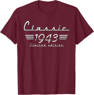 82 Year Old Gift Classic 1943 Limited Edition 82nd Birthday T-Shirt - T-Shirt | Maroon