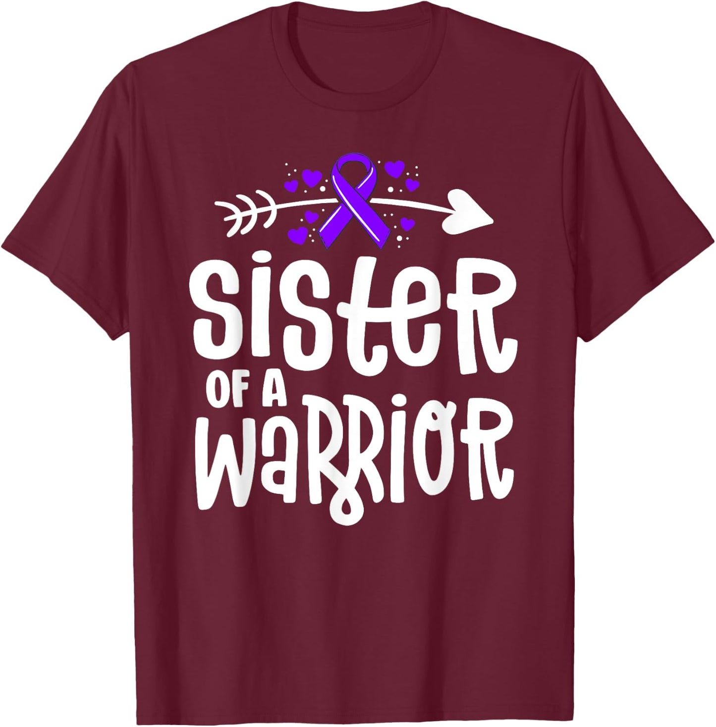 Sister Of A Warrior Hodgkins Lymphoma Cancer Family Support T-Shirt - T-Shirt | Maroon