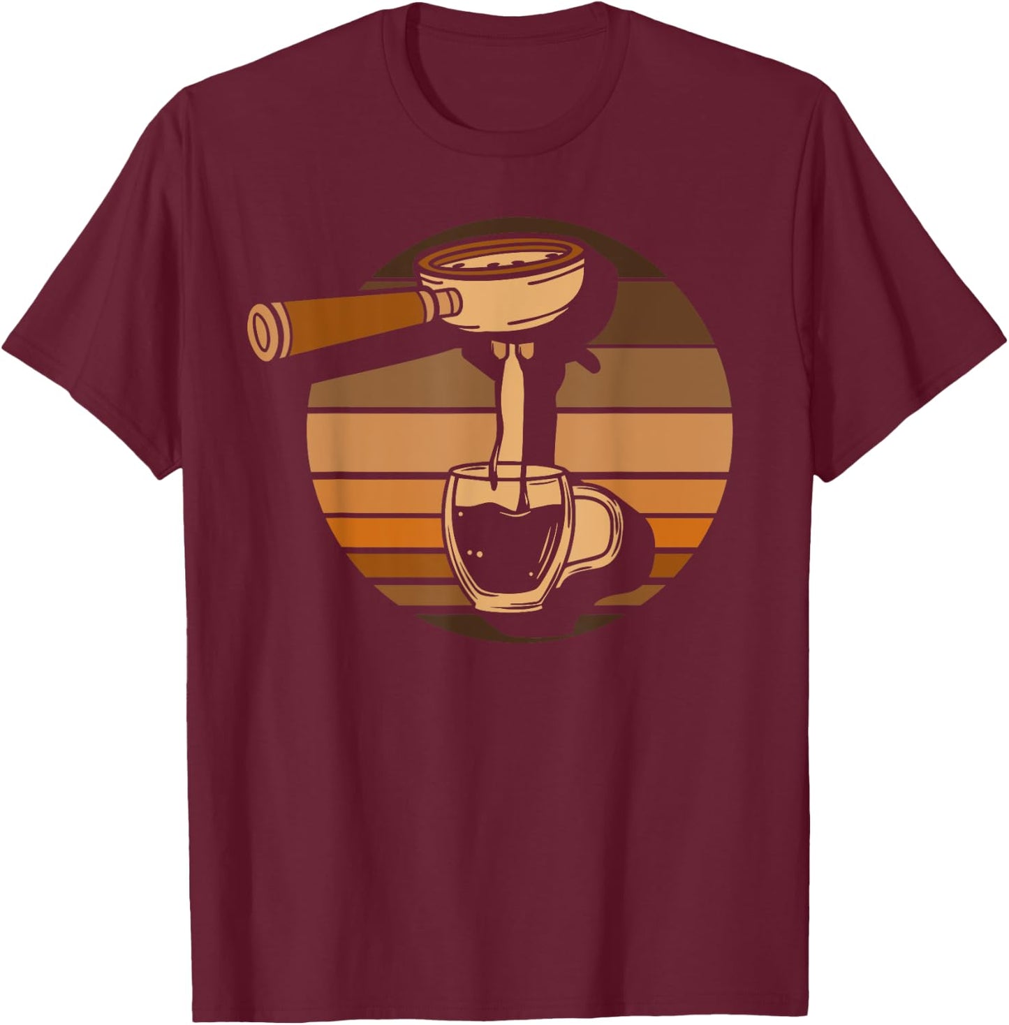 Retro Portafilter Motif for Coffee Lover and Barista T-Shirt - T-Shirt | Maroon