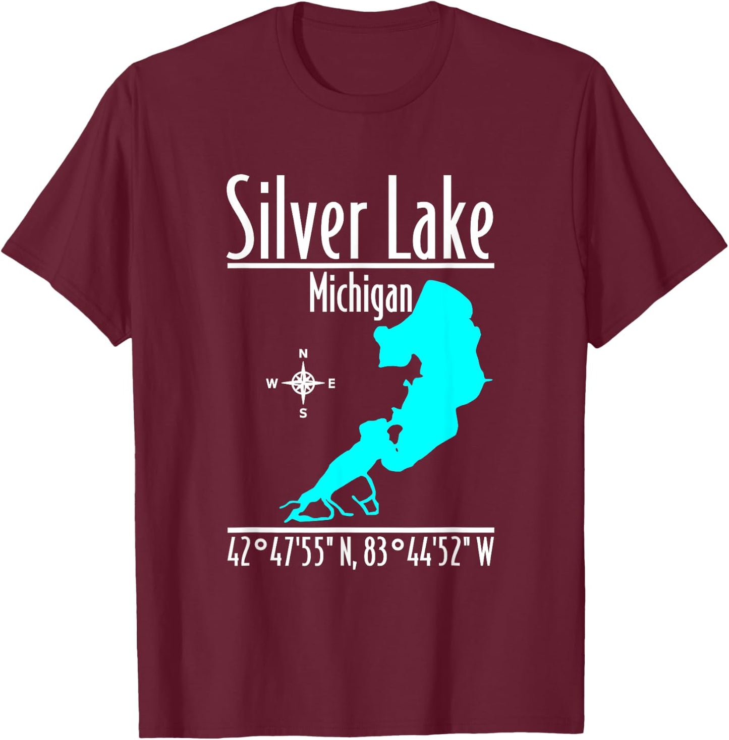 Modern Silver Lake - Michigan T-Shirt - T-Shirt | Maroon