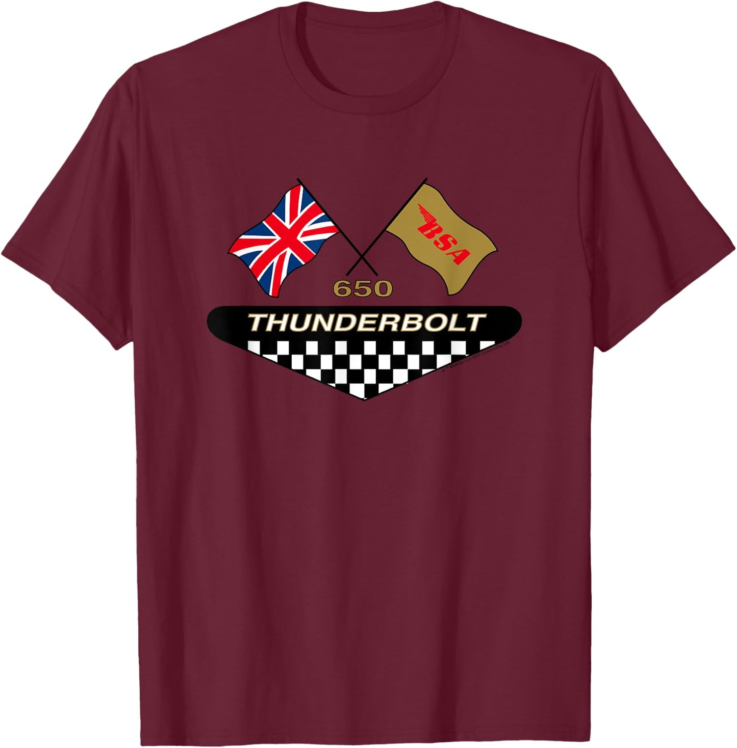 BSA Thunderbolt 650 Motorcycle Flag Decal T-Shirt - T-Shirt | Maroon