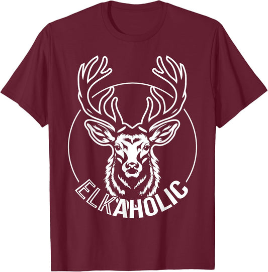 Party Elk and Deer - Elkaholic T-Shirt - T-Shirt | Maroon