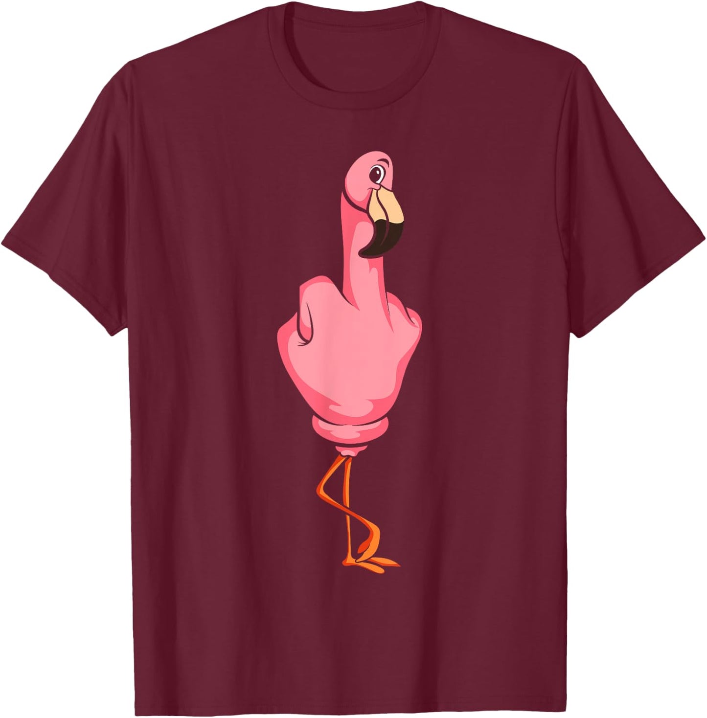 Middle Finger Flamingo T-Shirt - T-Shirt | Maroon