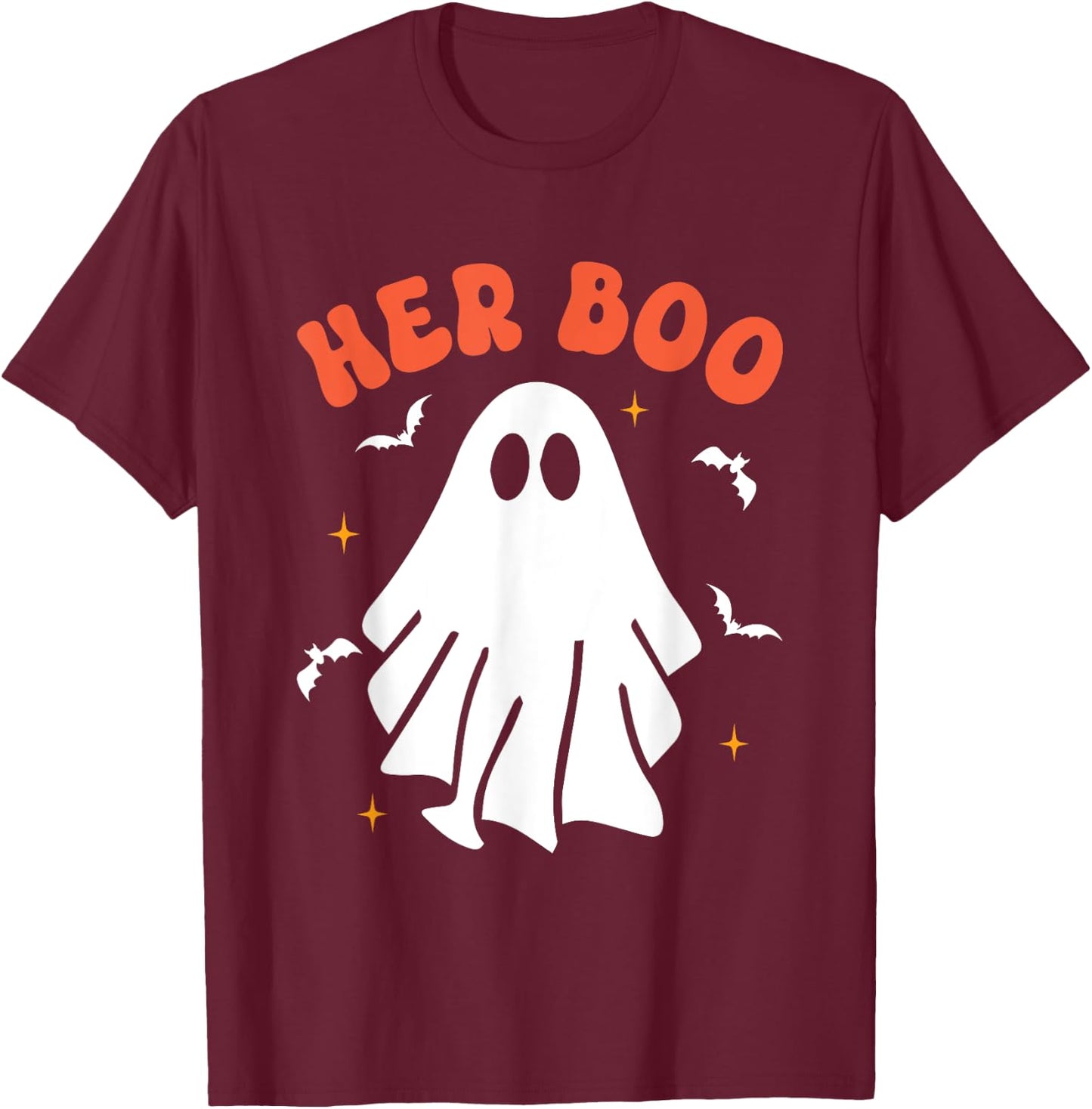 Her Boo & His Boo Funny Matching Halloween Pajama Couples T-Shirt - T-Shirt | Maroon
