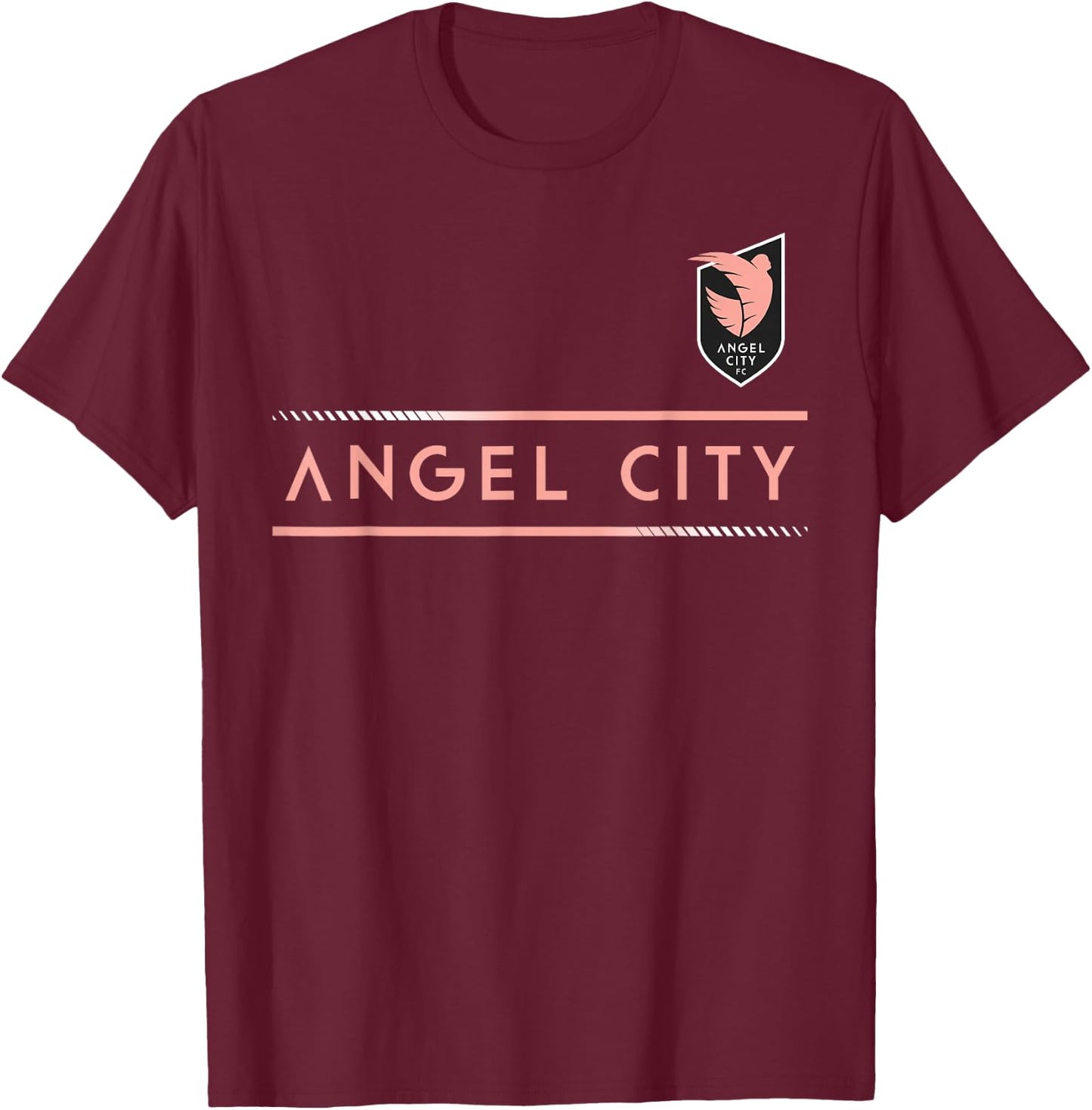 Officially Licensed Angel City FC Soccer NWSL Apparel T-Shirt - T-Shirt | Maroon