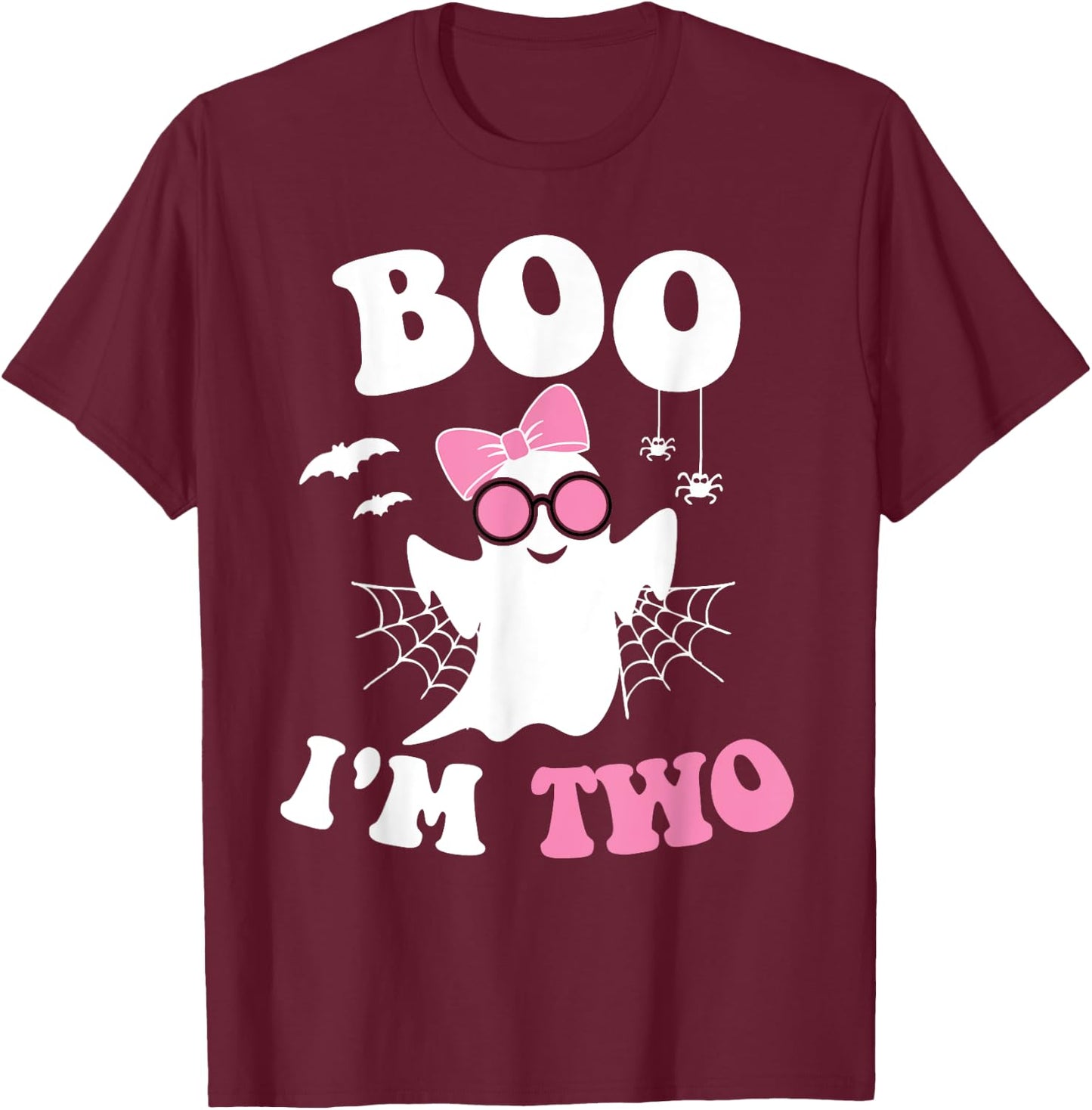 Boo I'm Two 2nd Birthday Halloween Birthday Ghost Groov T-Shirt - T-Shirt | Maroon