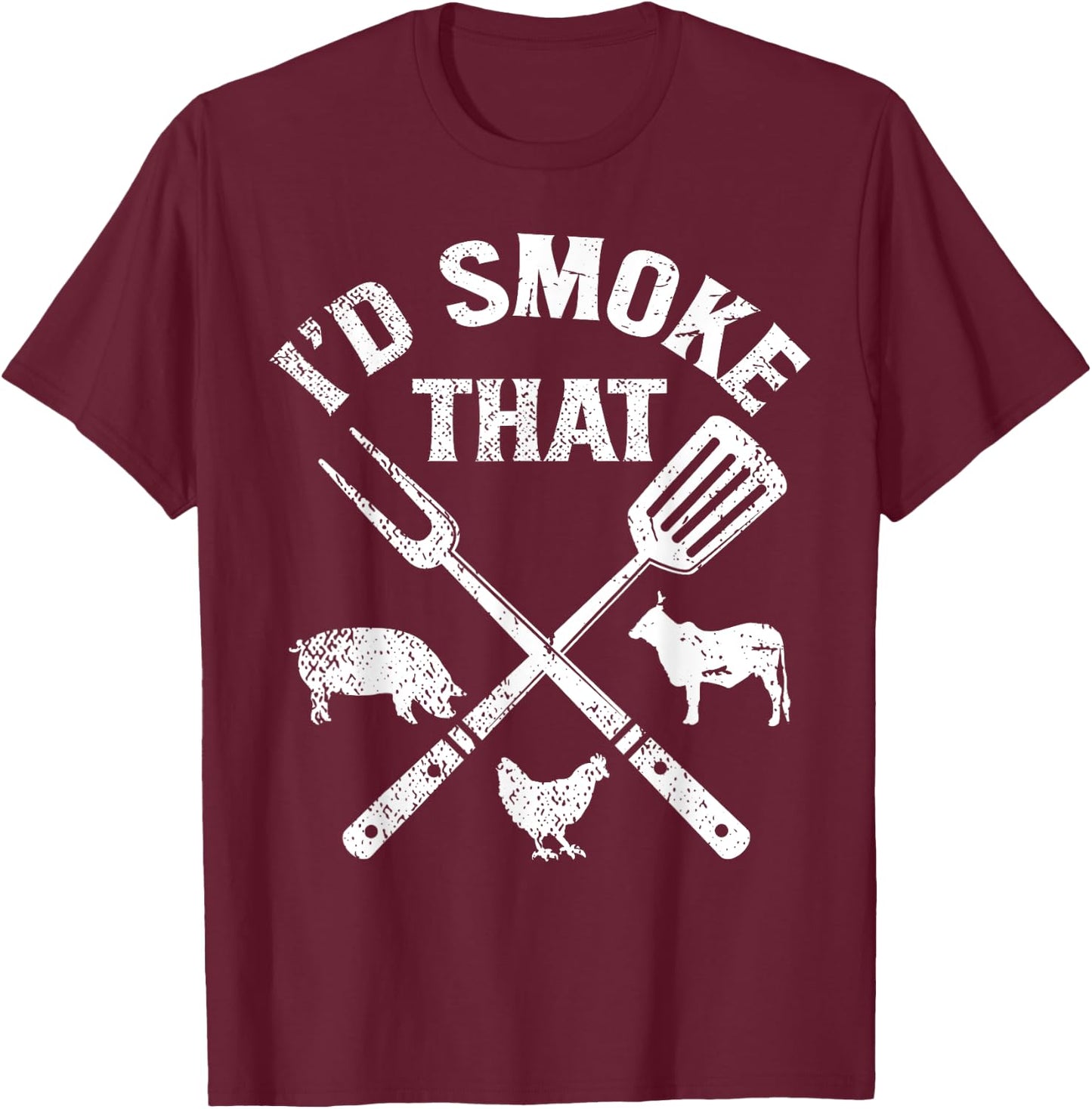 Id smoke that pig chicken cow bbq Top T-Shirt - T-Shirt | Maroon