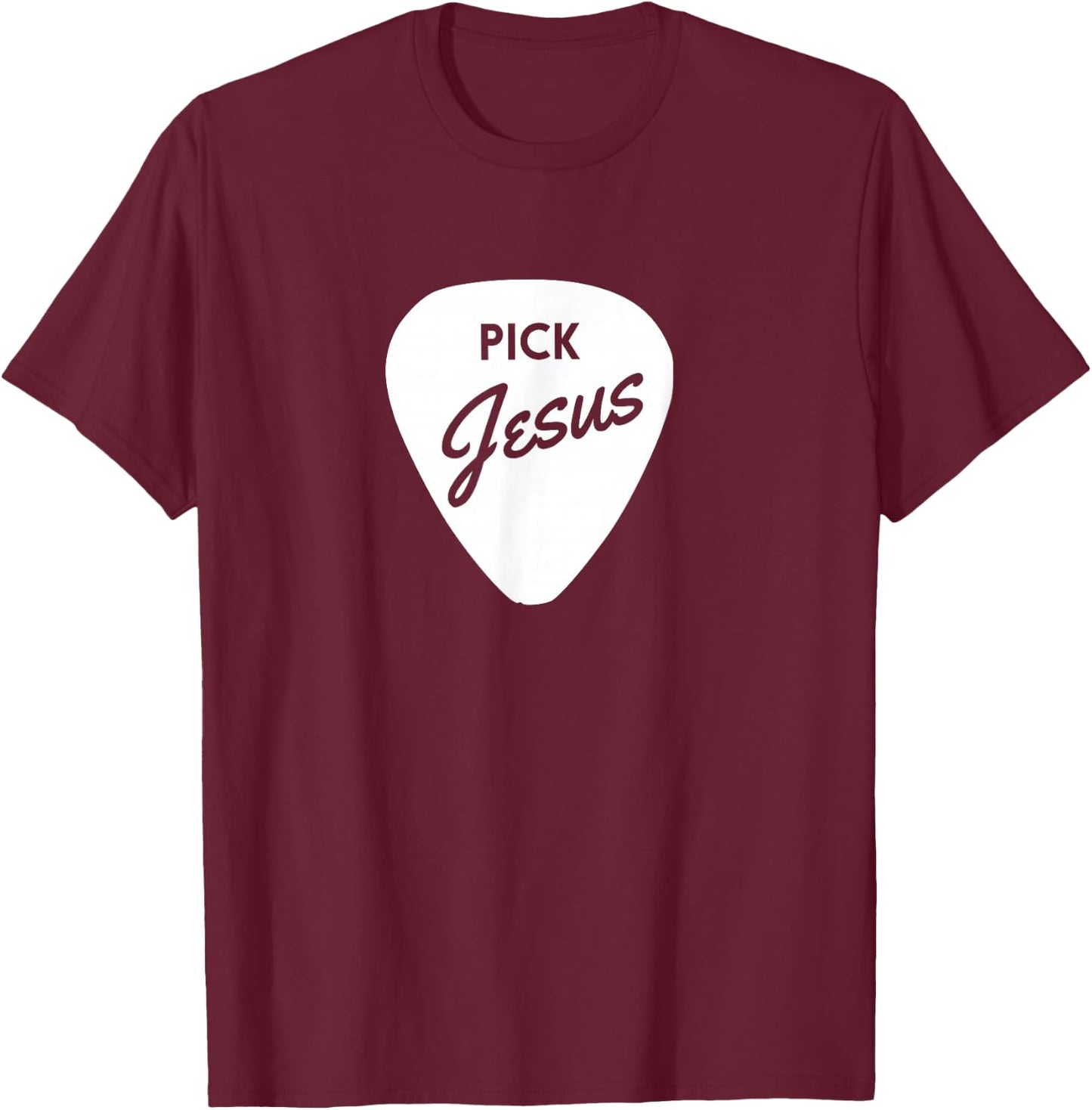 ChristianiTees: Guitar Pick Jesus T-Shirt - T-Shirt | Maroon