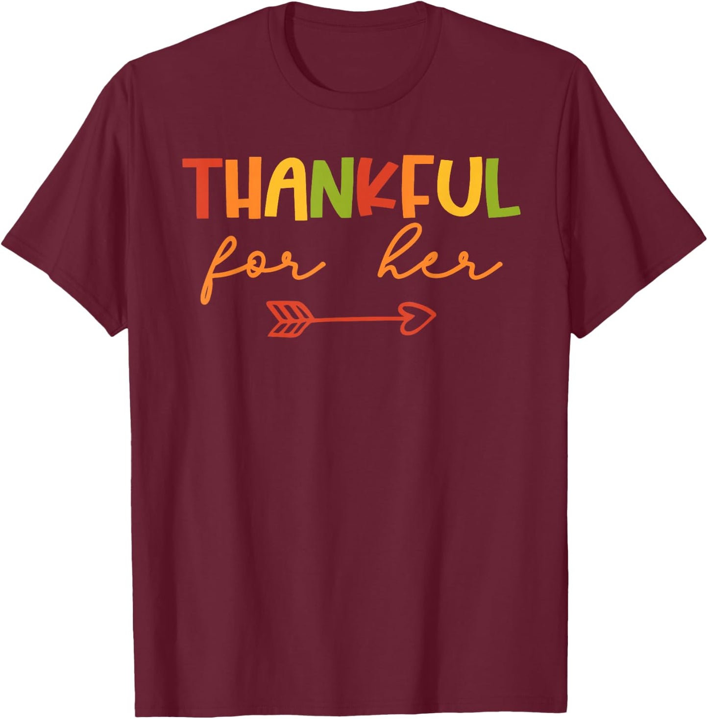 Thankful Thanksgiving Matching Couples Girlfriend T-Shirt - T-Shirt | Maroon