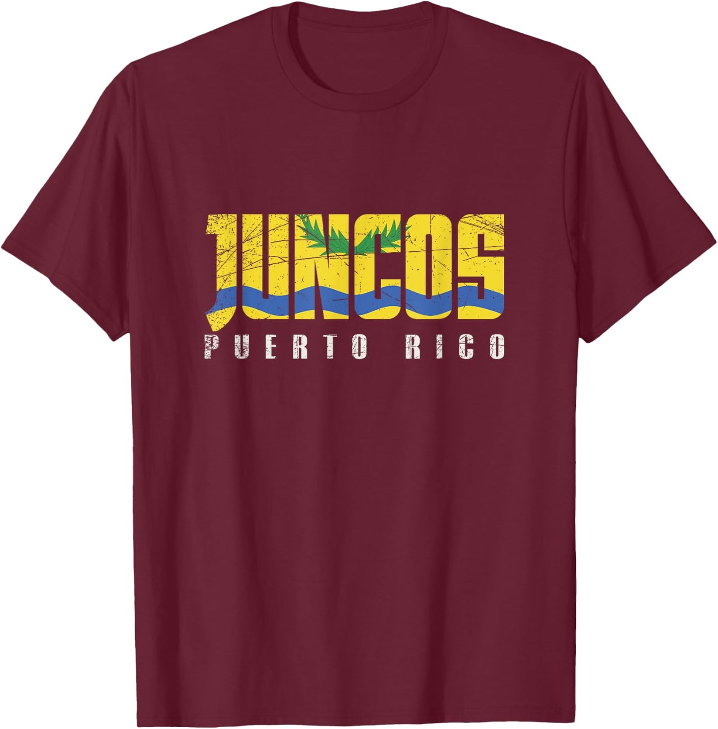 Juncos City in Puerto Rico, Juncos Flag T-Shirt - T-Shirt | Maroon