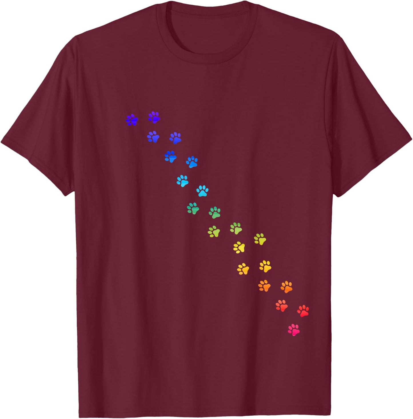 Rainbow dog paws for dog lovers and dog lovers T-Shirt - T-Shirt | Maroon