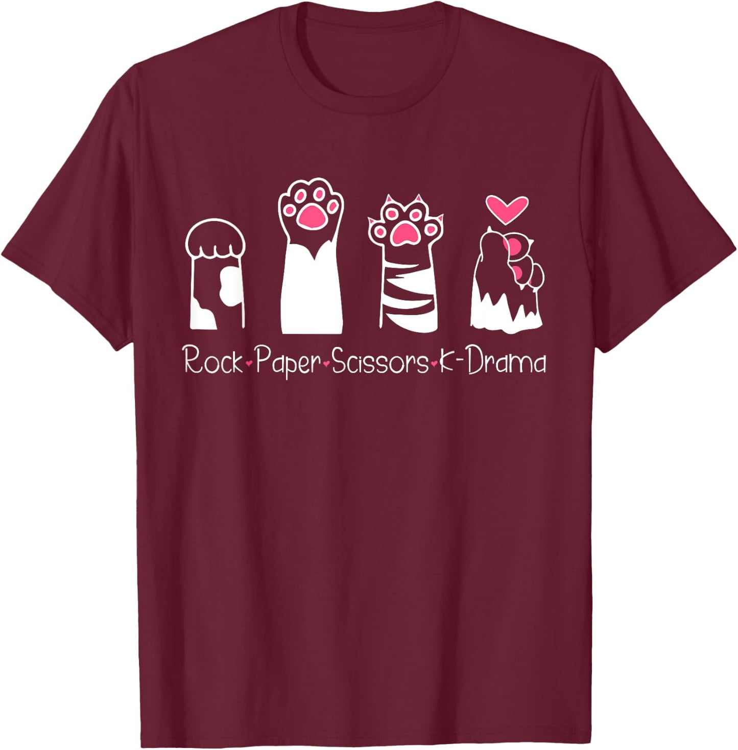 Rock Paper Scissors K-Drama Cute Paw Hand Game Funny Cat Women T-Shirt - T-Shirt | Maroon