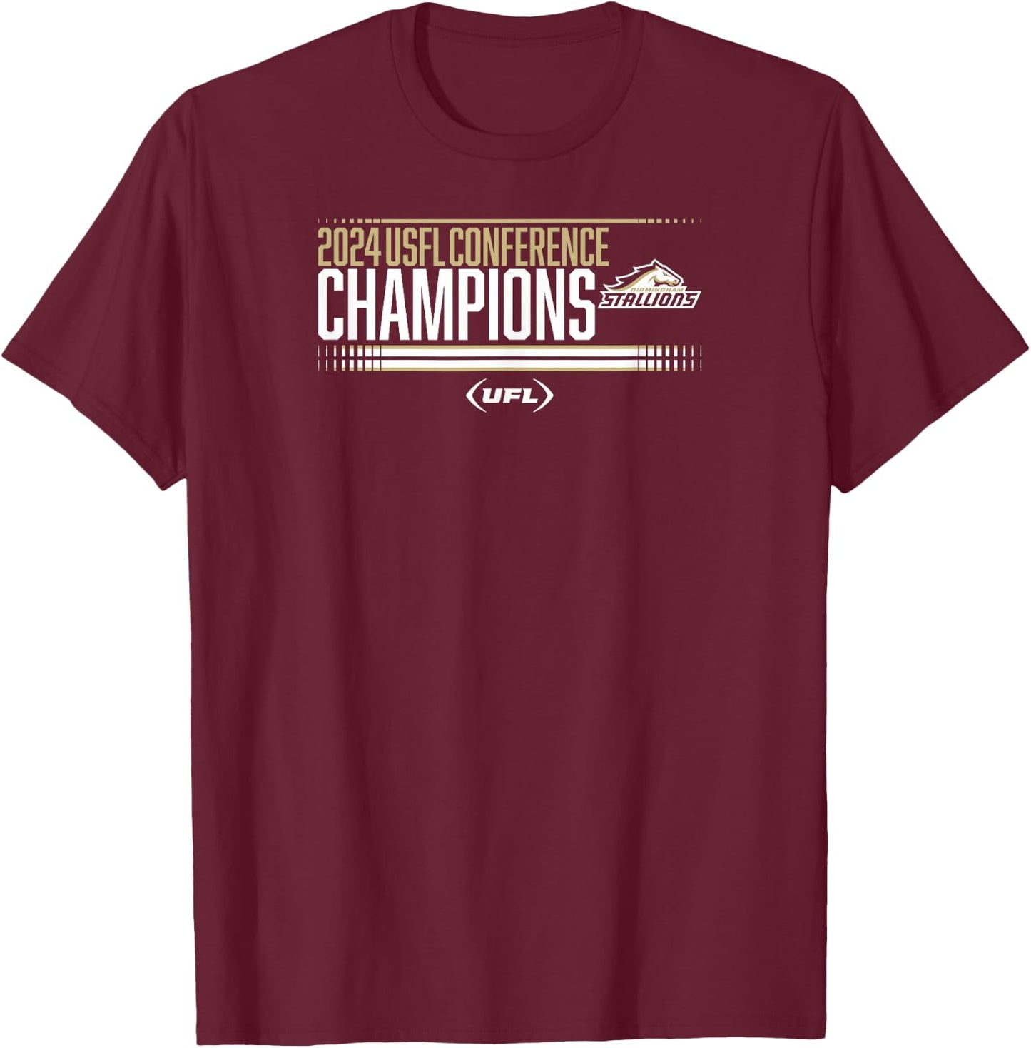 Birmingham Stallions - 2024 USFL Conference Champs - UFL T-Shirt - T-Shirt | Maroon