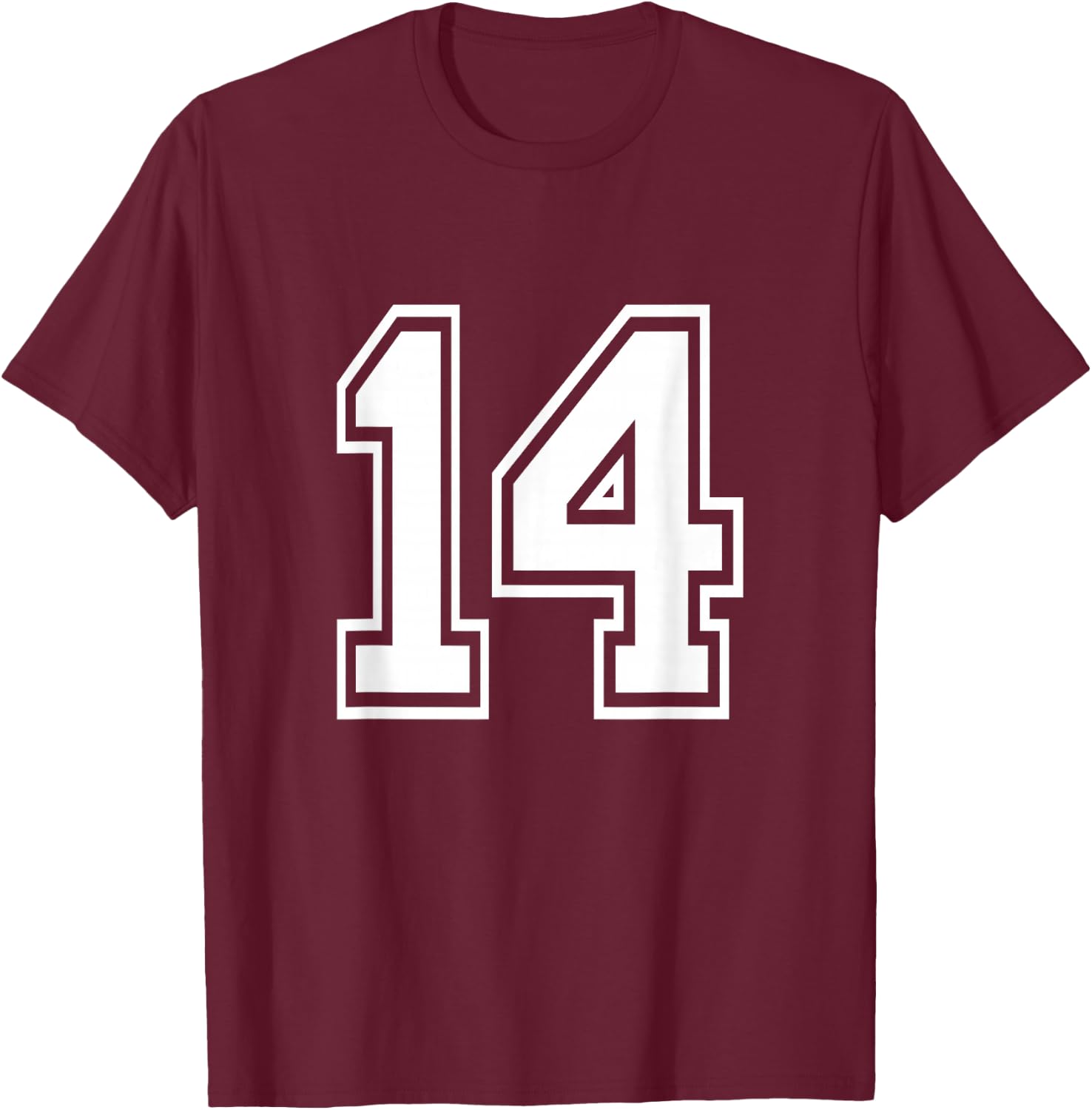 Number 14 Varsity Sports Team Jersey 14th Birthday 14 Years T-Shirt - T-Shirt | Maroon