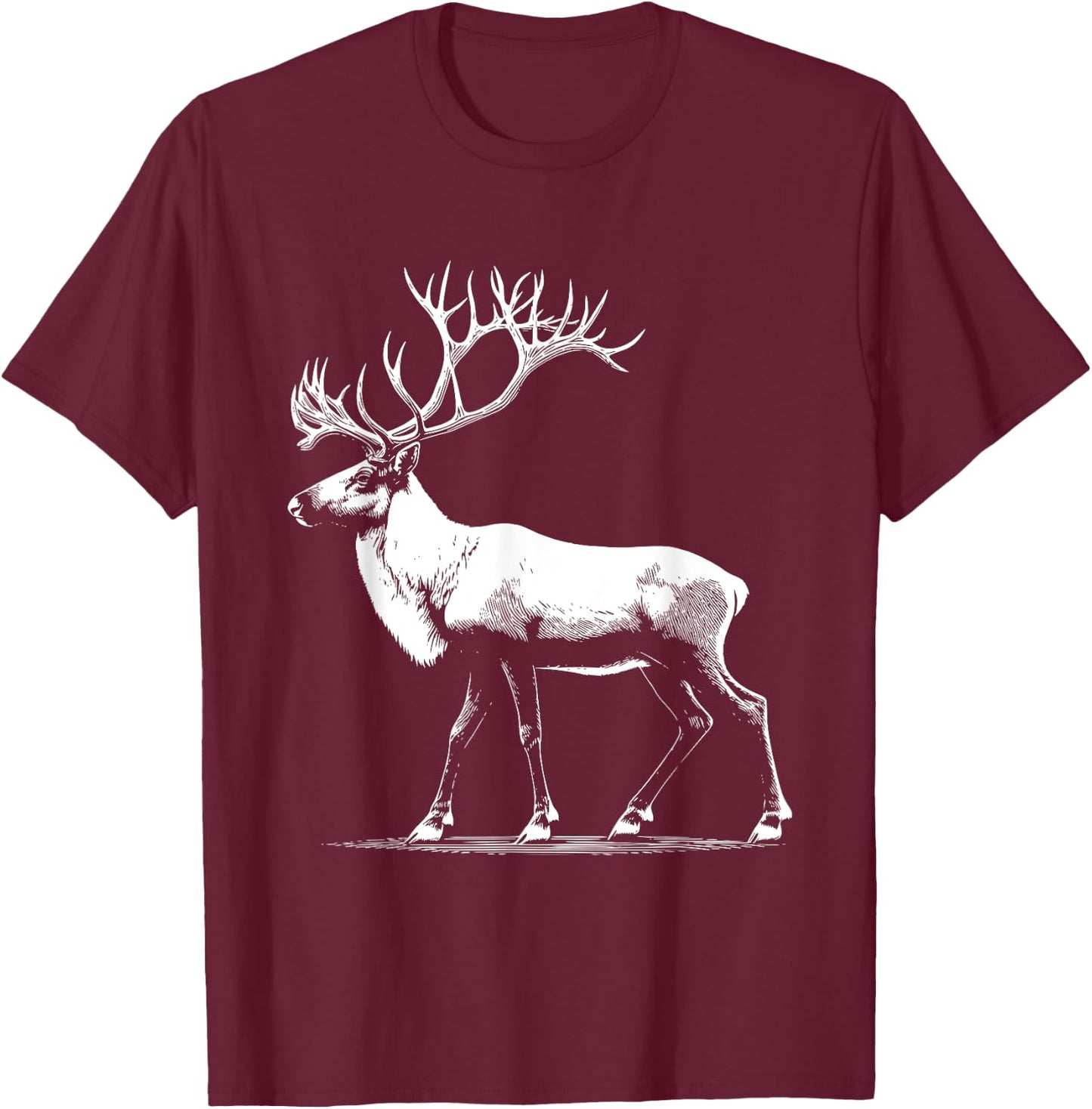 Caribou Dad Mom Lover - Monochromatic Caribou T-Shirt - T-Shirt | Maroon