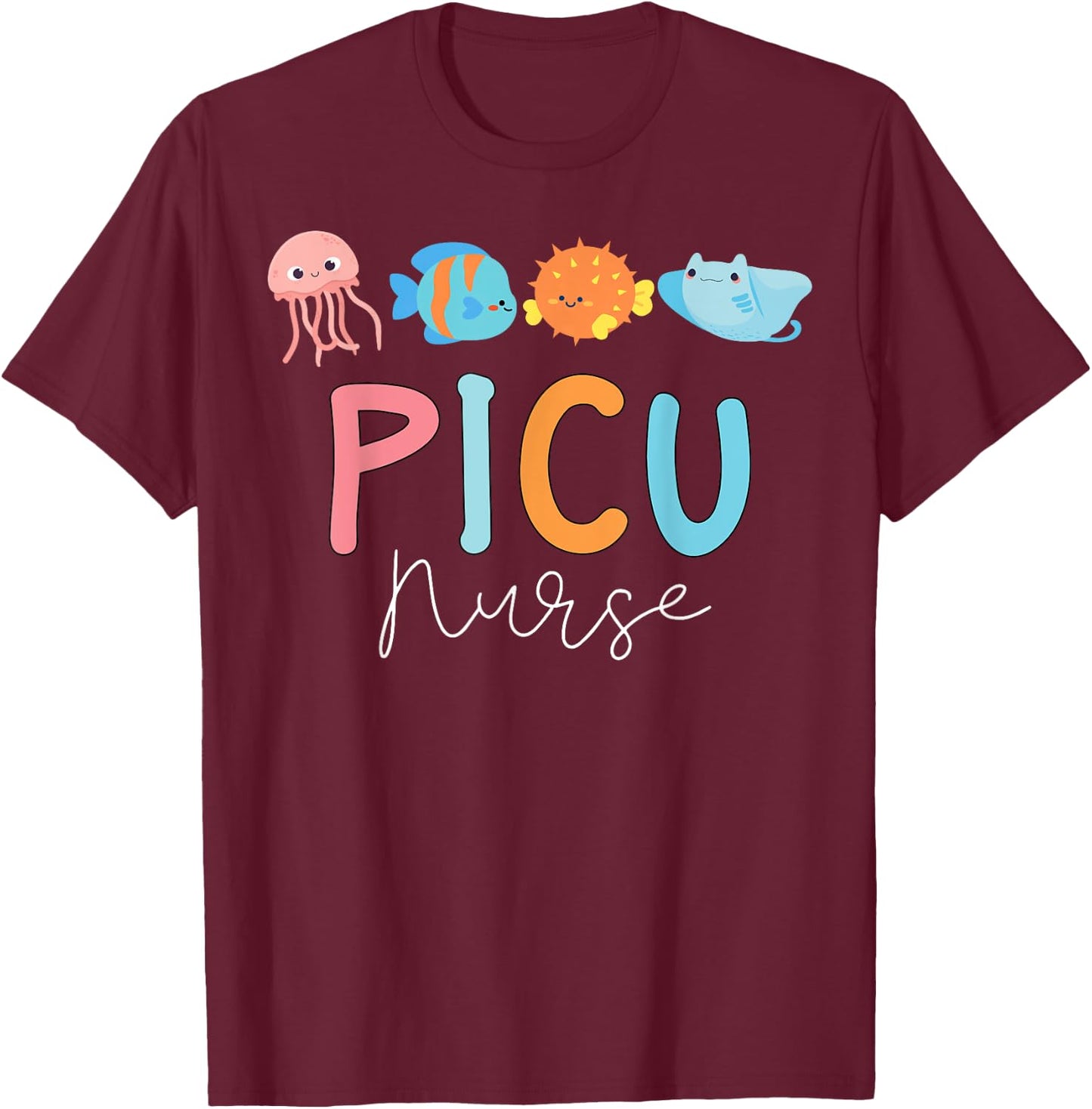 Cute Ocean Sea Summer PICU Nurse Vascular Access IV Nursing Women T-Shirt - T-Shirt | Maroon