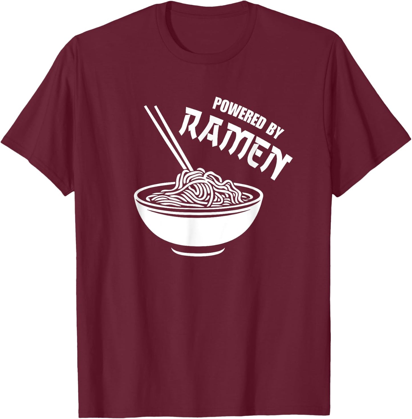 Vintage Powered By Ramen T-Shirt - T-Shirt | Maroon
