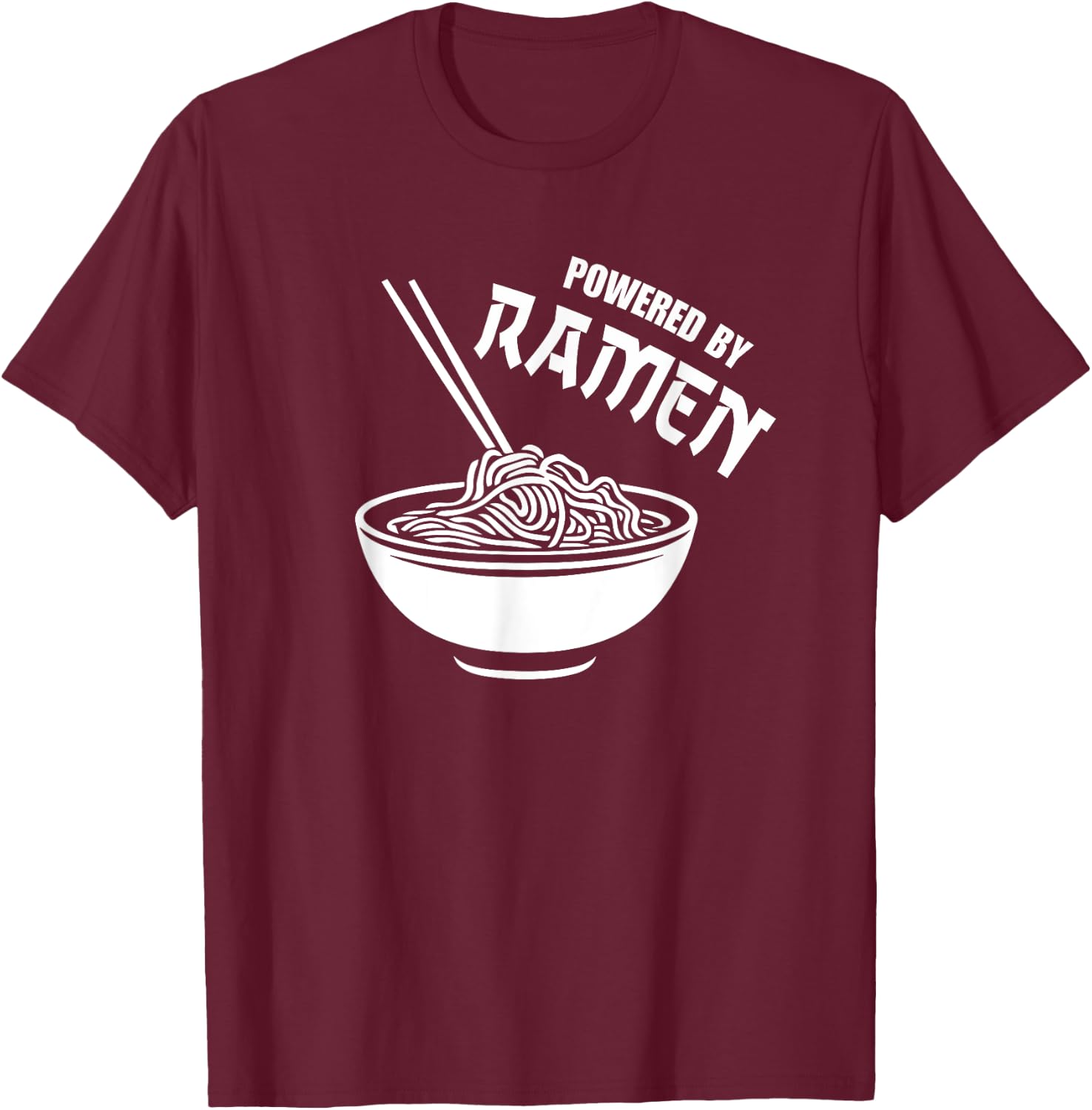 Vintage Powered By Ramen T-Shirt - T-Shirt | Maroon
