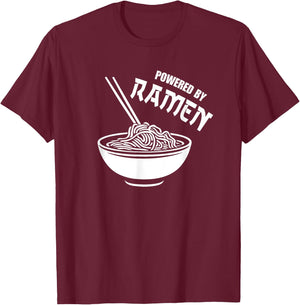 Vintage Powered By Ramen T-Shirt - T-Shirt | Maroon