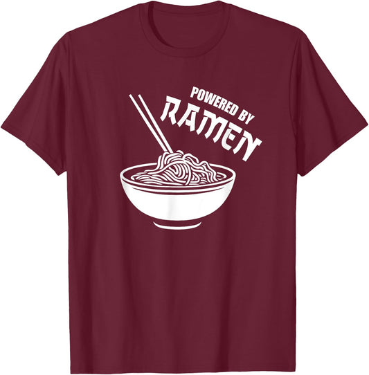 Vintage Powered By Ramen T-Shirt - T-Shirt | Maroon