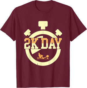 2K Day Rowing Machine Erg Workout Fitness Exercise Ergometer T-Shirt - T-Shirt | Maroon