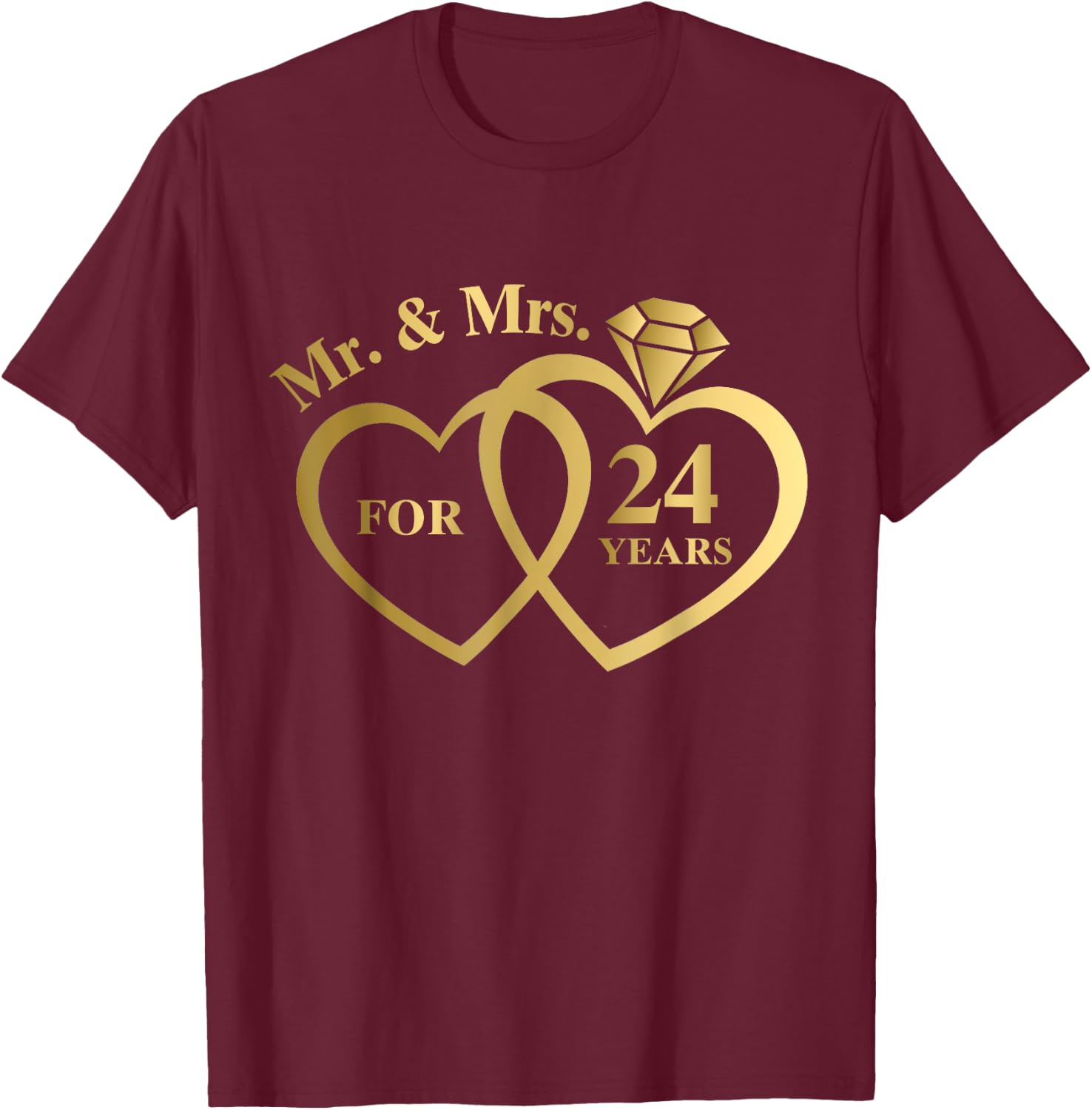 Mr And Mrs For 24 Years 24th Wedding Anniversary Couple T-Shirt - T-Shirt | Maroon