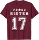 Custom Proud Football Sister Number 17 Personalized Women T-Shirt - T-Shirt | Maroon