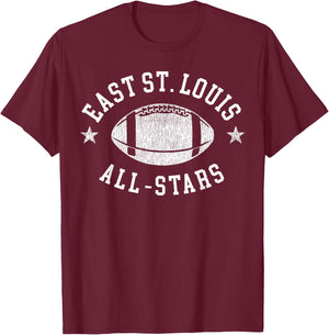 East St. Louis Vintage All-Stars Football Retro 80s T-Shirt - T-Shirt | Maroon