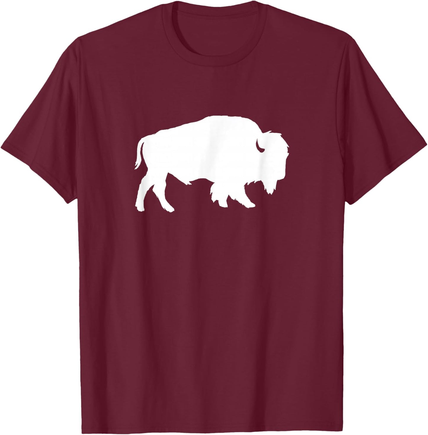 White Buffalo Silhouette Shadow Wild Animal T-Shirt - T-Shirt | Maroon