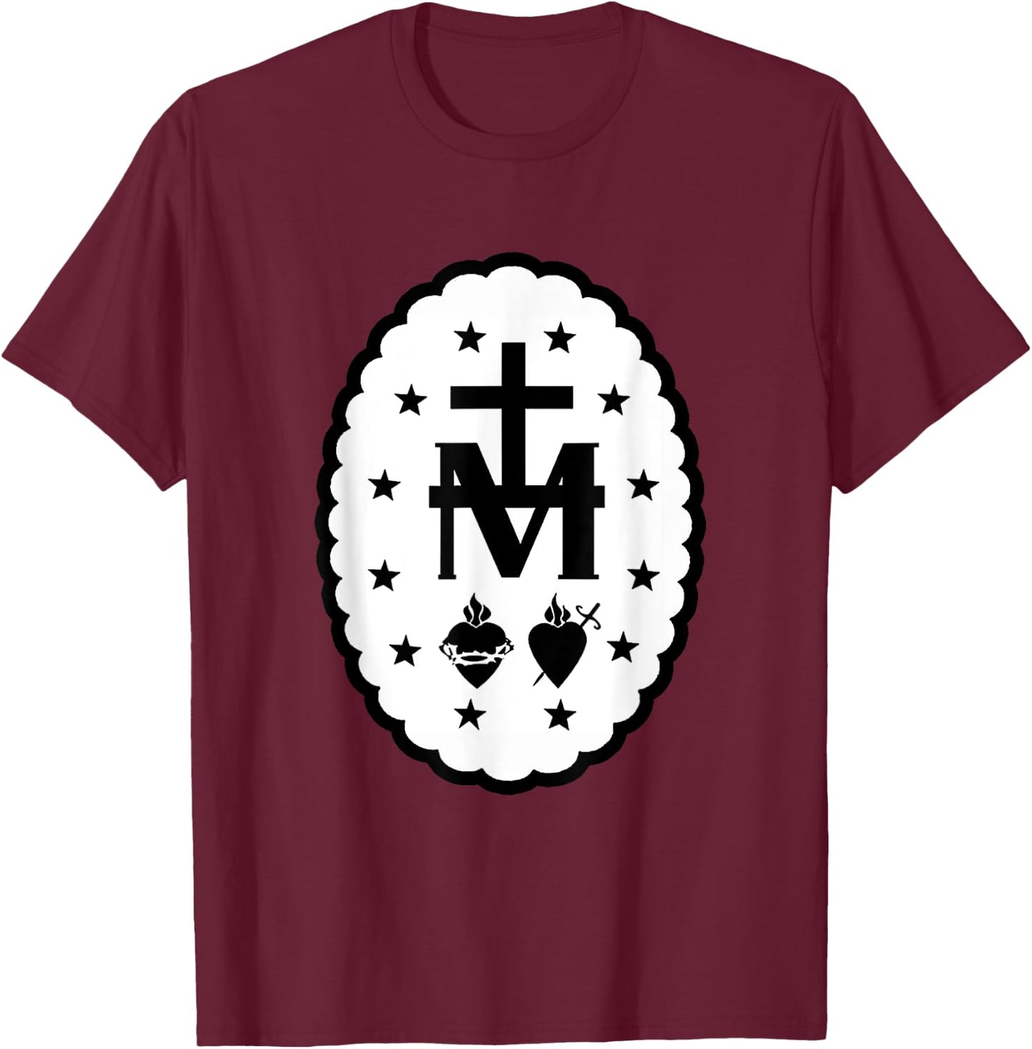 Immaculate Heart Of Mary Devotion Cross Symbol T-Shirt - T-Shirt | Maroon