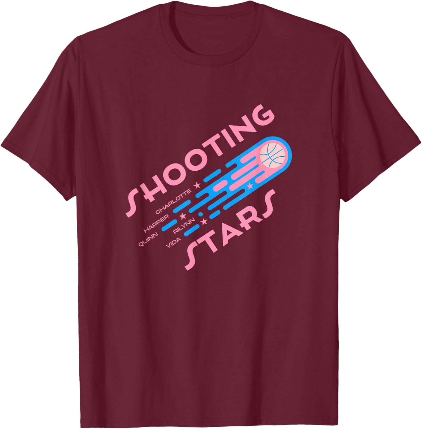 Shooting Stars Basketball T-Shirt - T-Shirt | Maroon