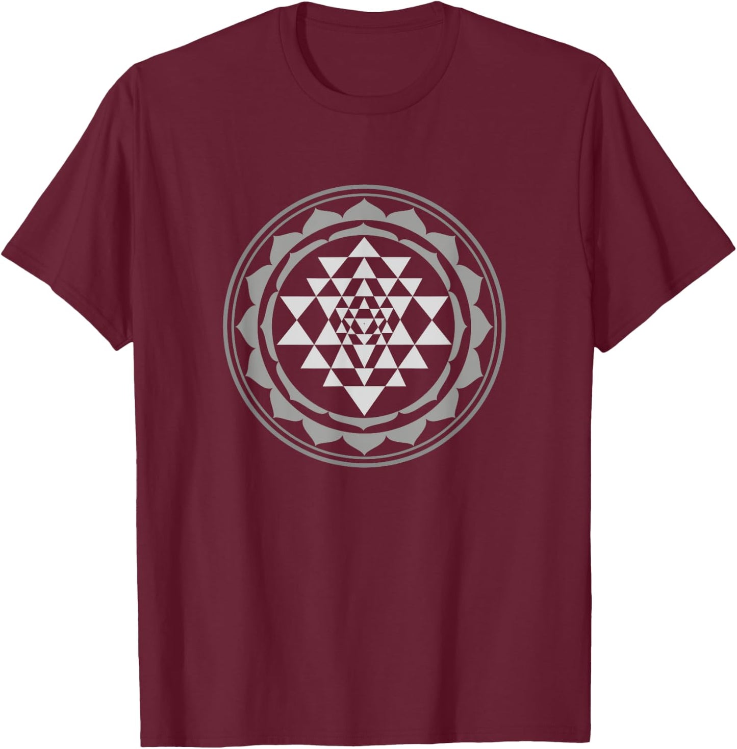 Sri Yantra Sacred Geometry T-Shirt - T-Shirt | Maroon