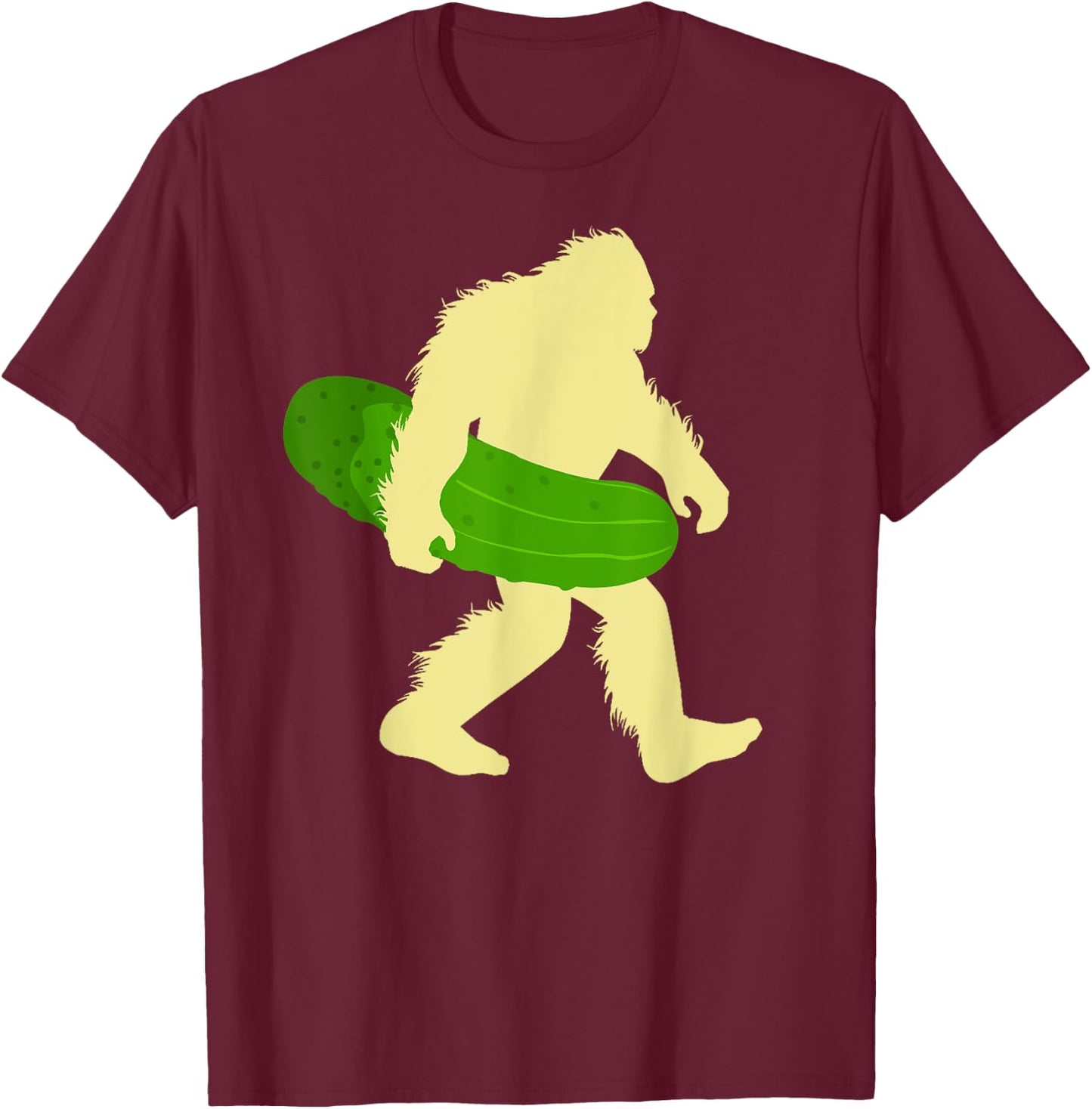Funny Cucumber Loves Pickle Bigfoot Sasquatch Pickles Lover T-Shirt - T-Shirt | Maroon